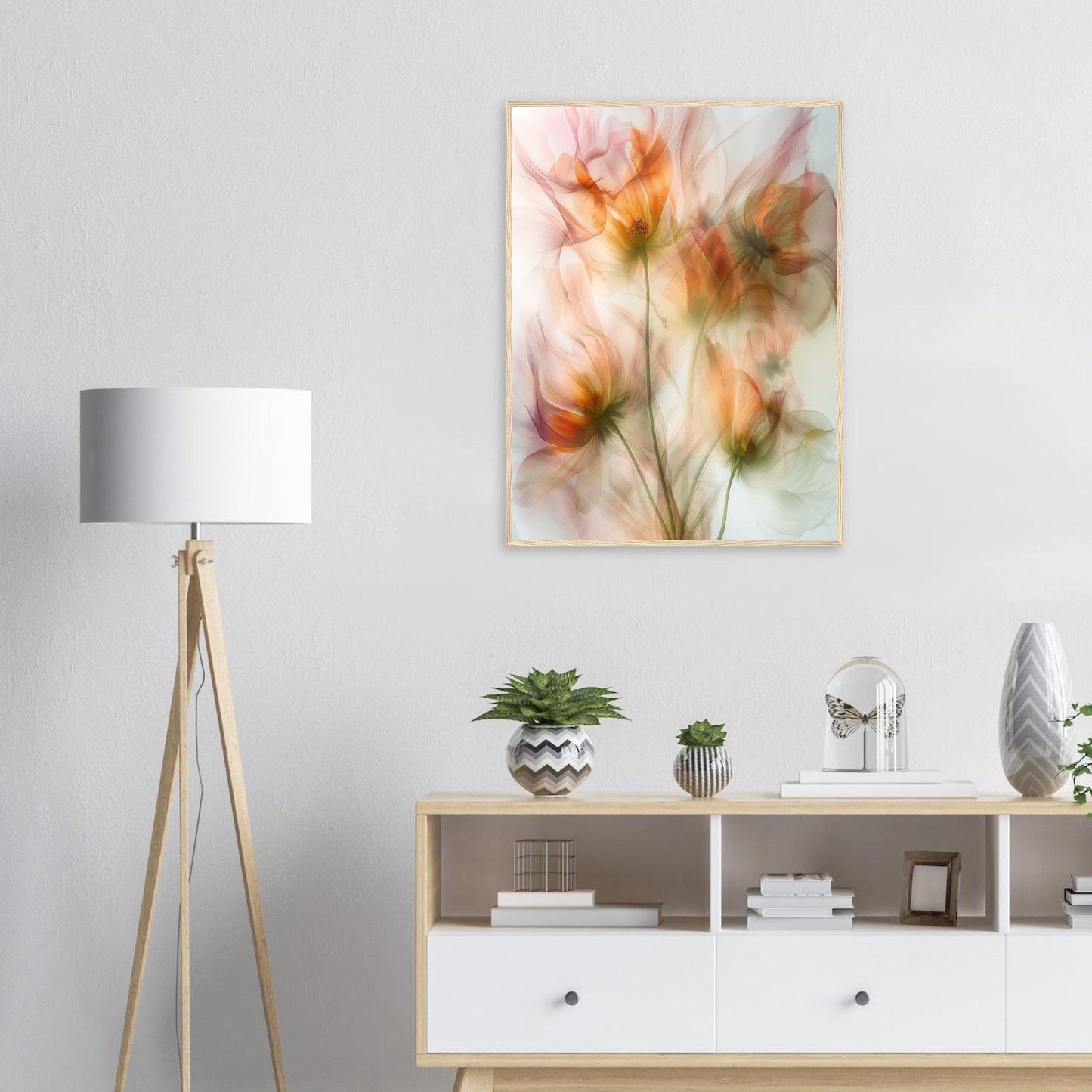 Warm Blossom Art, Premium Matte Paper, Wooden Frame - EcoFrameArt