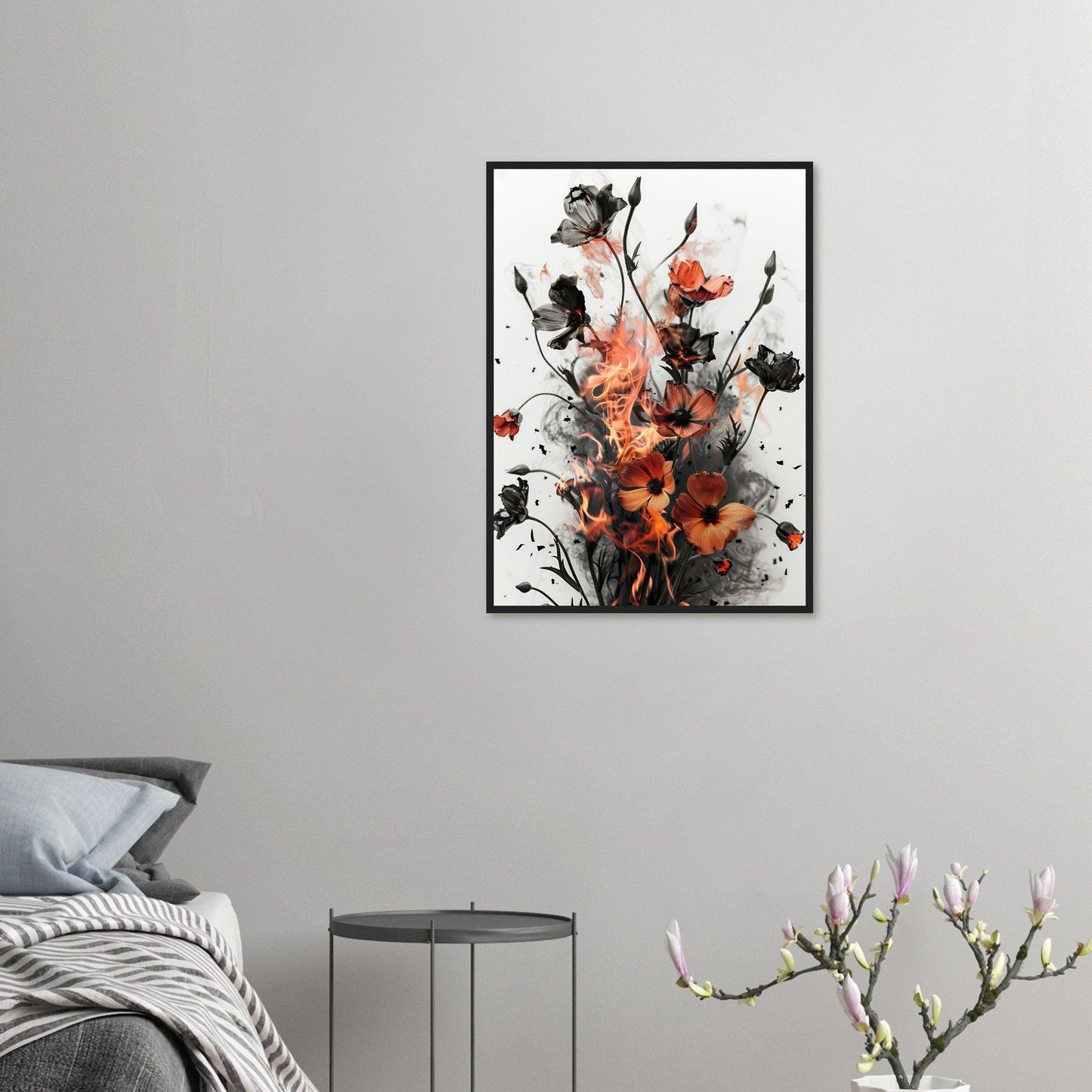 Flames & Blooms Abstract Poster - EcoFrameArt