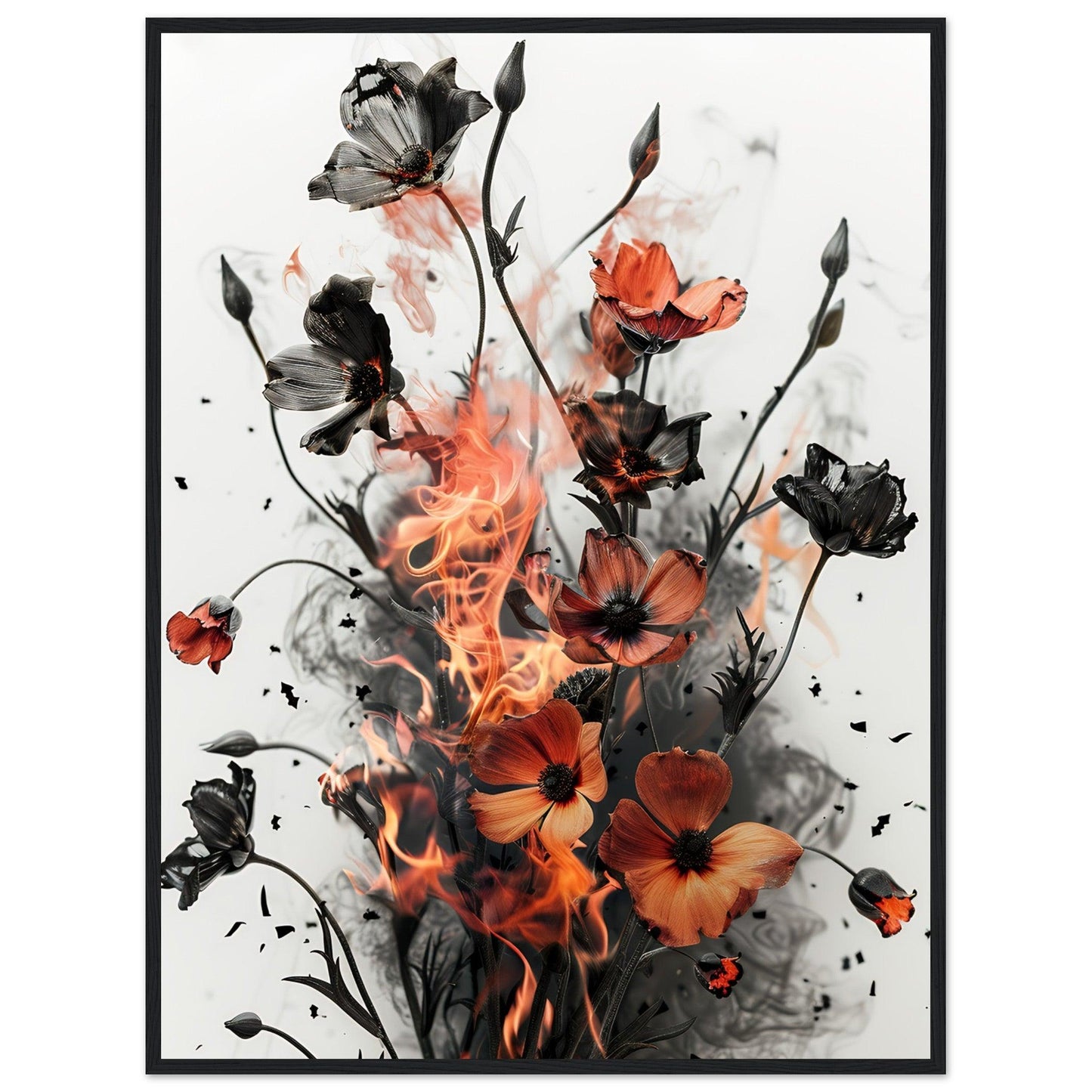 Flames & Blooms Abstract Poster - EcoFrameArt