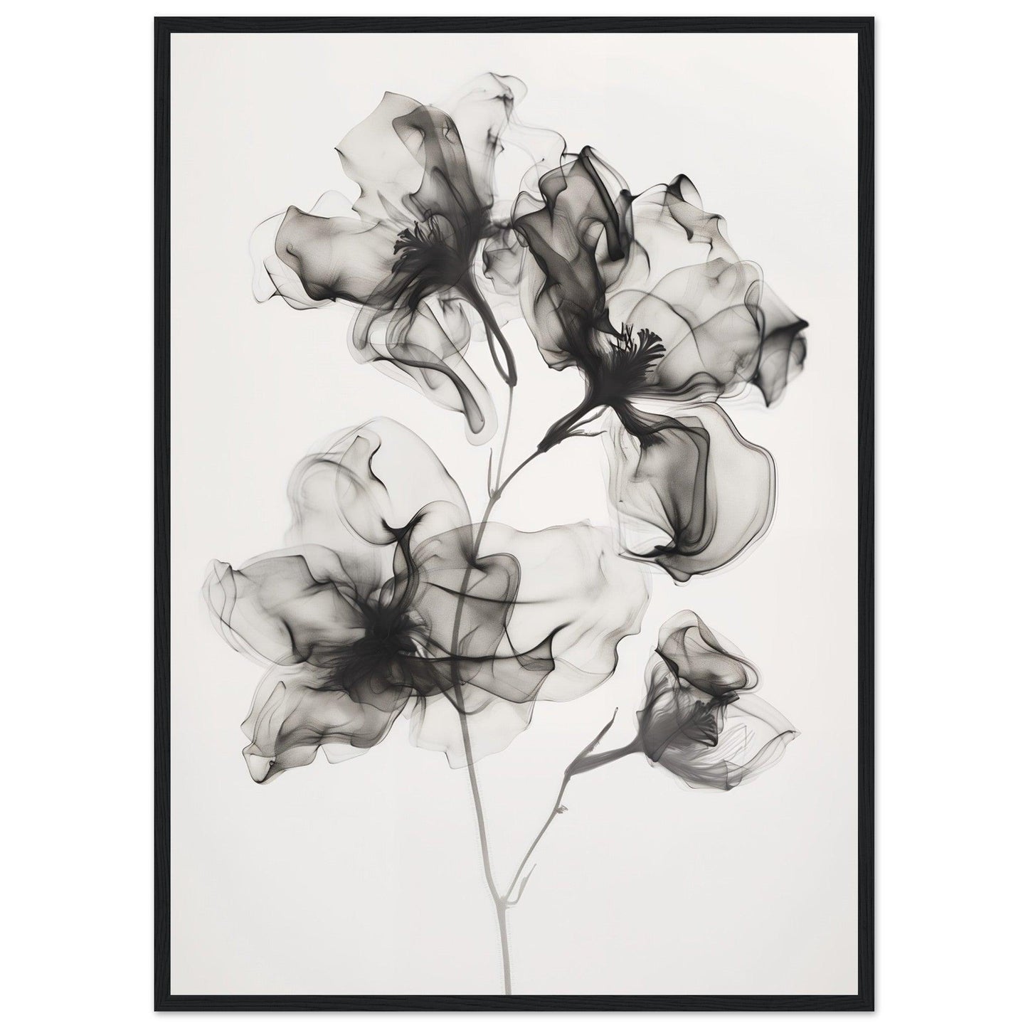Elegant Monochrome Smoke Petals Poster - EcoFrameArt