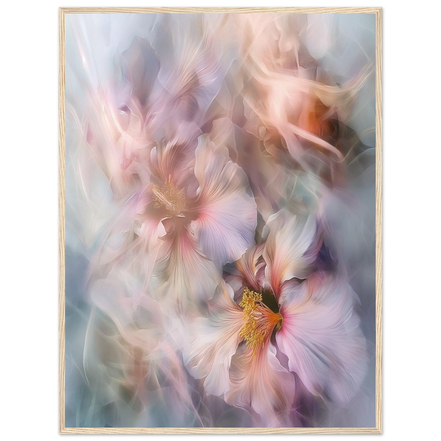 Soft Abstract Blossoms, Premium Matte Paper, Wooden Frame - EcoFrameArt