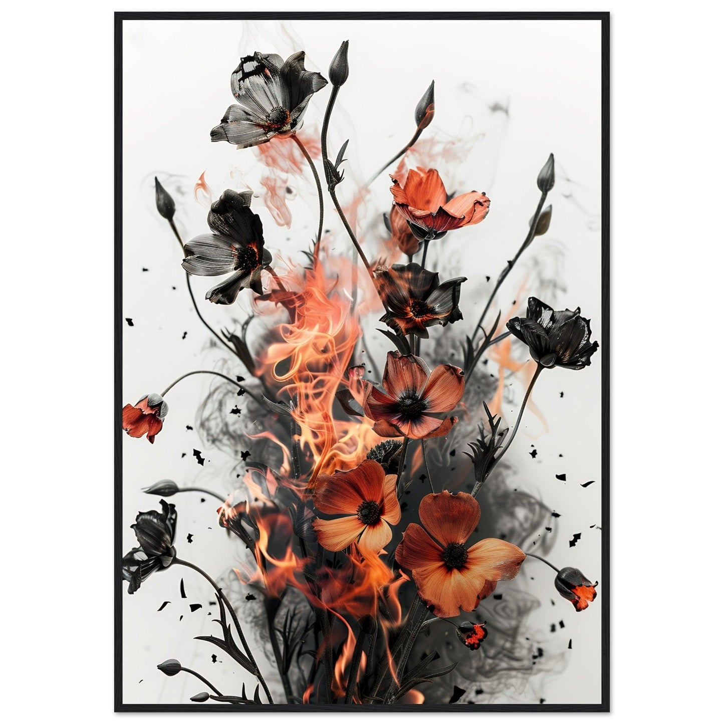 Flames & Blooms Abstract Poster - EcoFrameArt