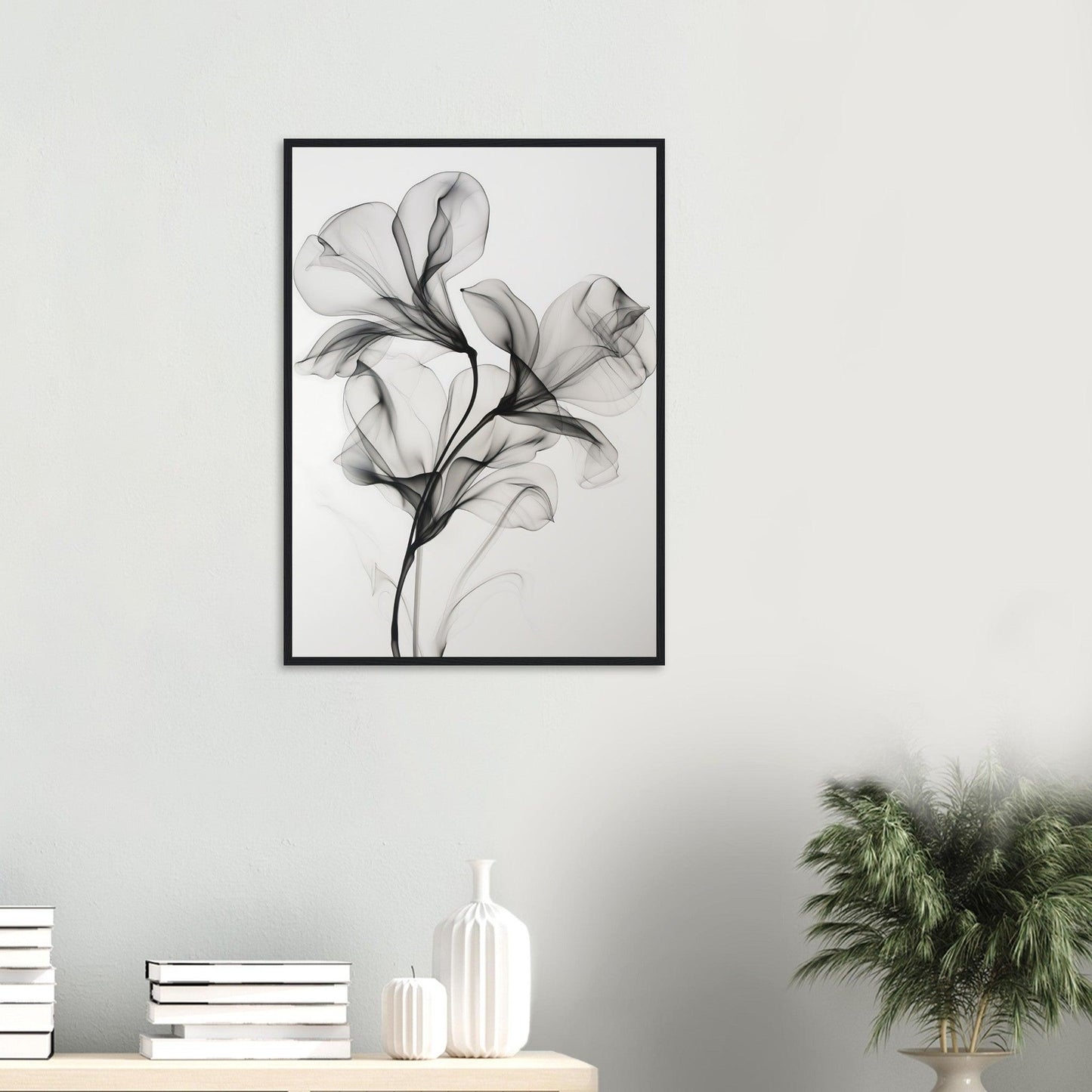 Elegant Black Smoke Flower Poster - EcoFrameArt