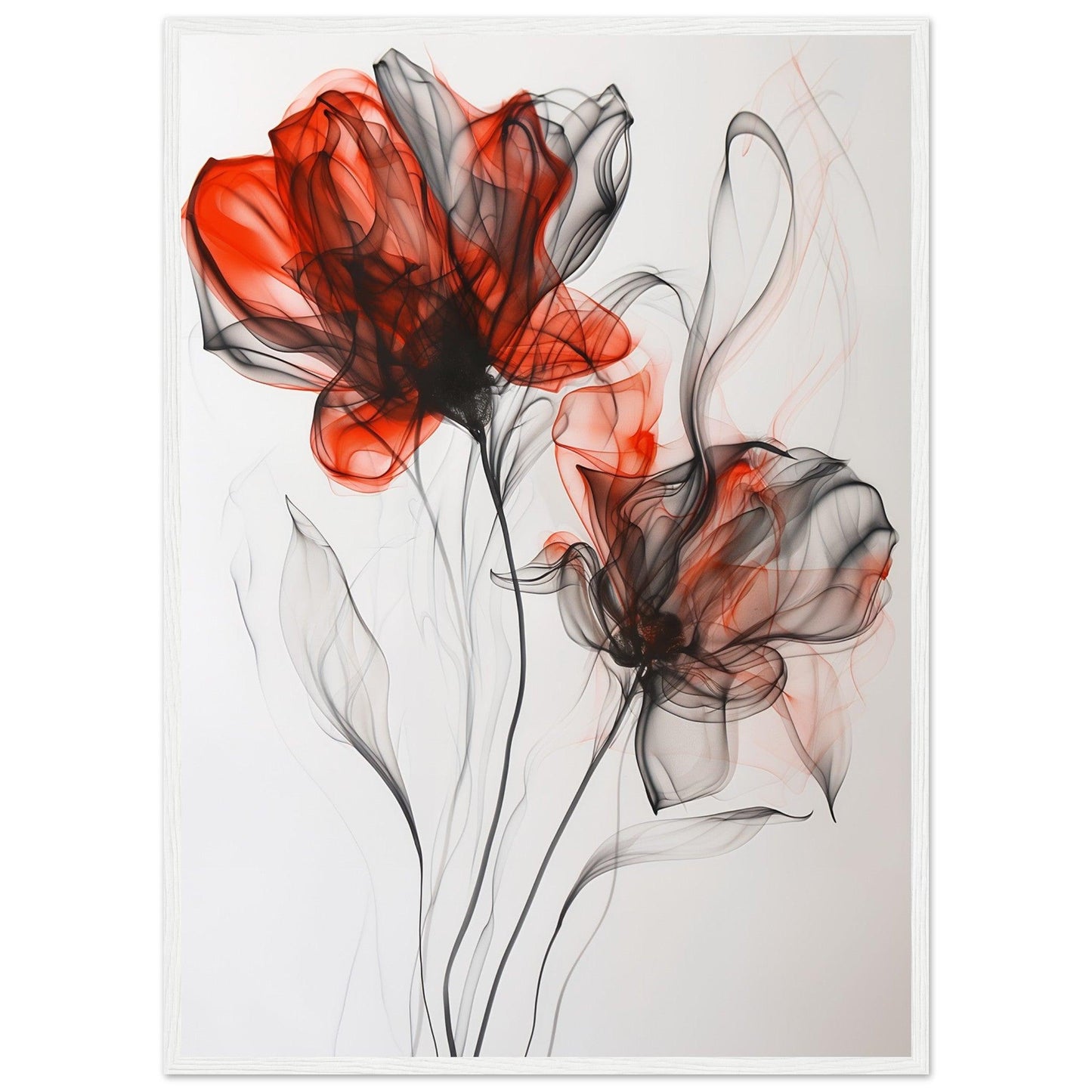 Crimson & Shadow Smoke Flower Poster - EcoFrameArt