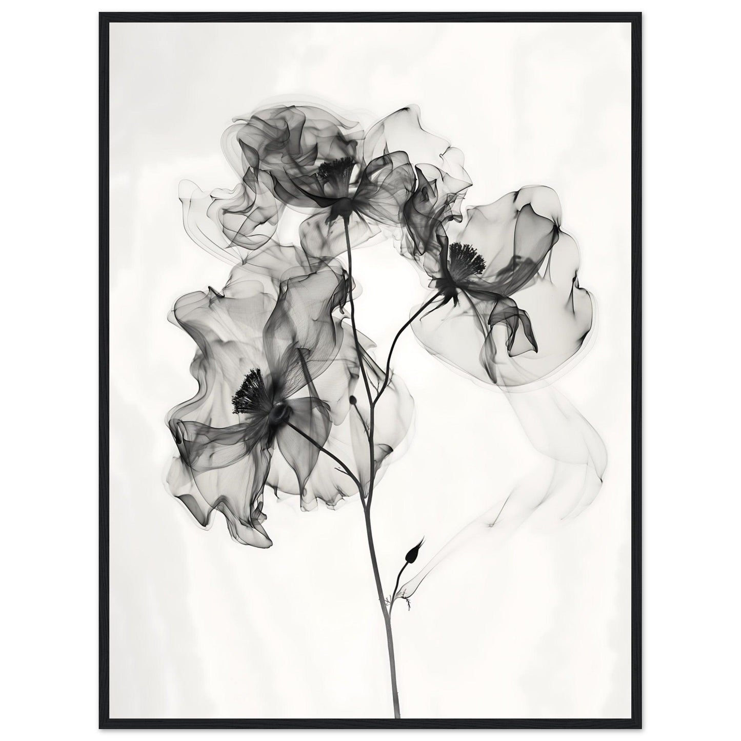 Elegant Monochrome Smoke Petals Poster - EcoFrameArt