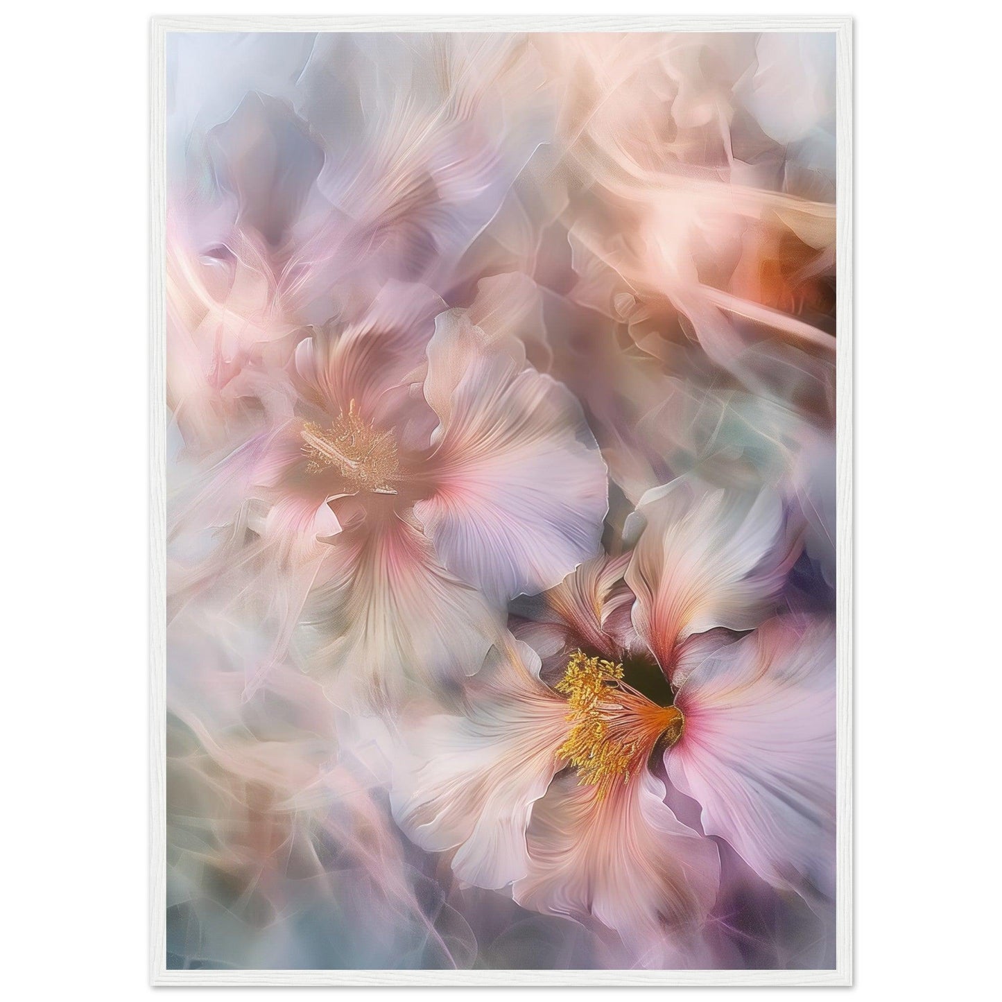 Soft Abstract Blossoms, Premium Matte Paper, Wooden Frame - EcoFrameArt