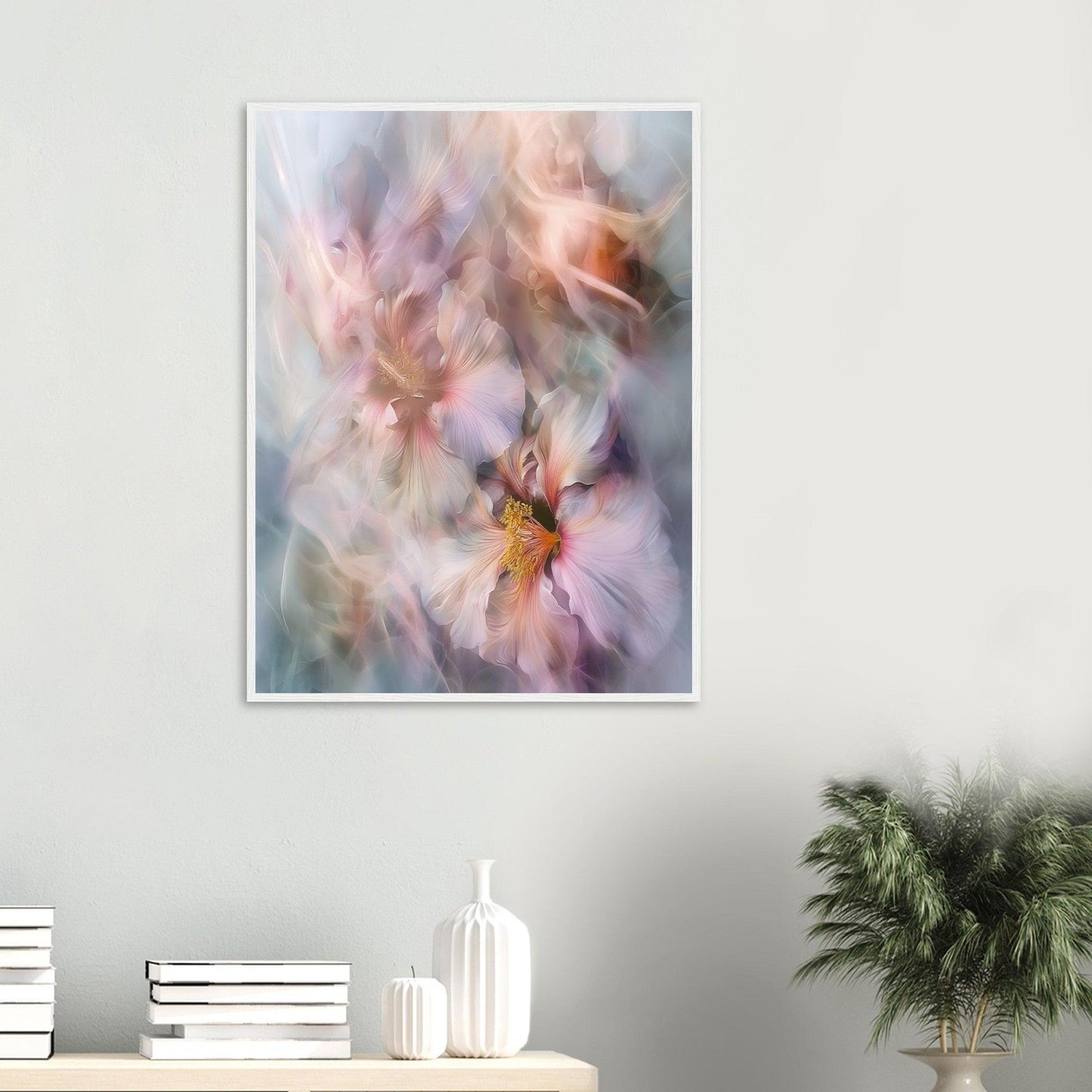 Soft Abstract Blossoms, Premium Matte Paper, Wooden Frame - EcoFrameArt