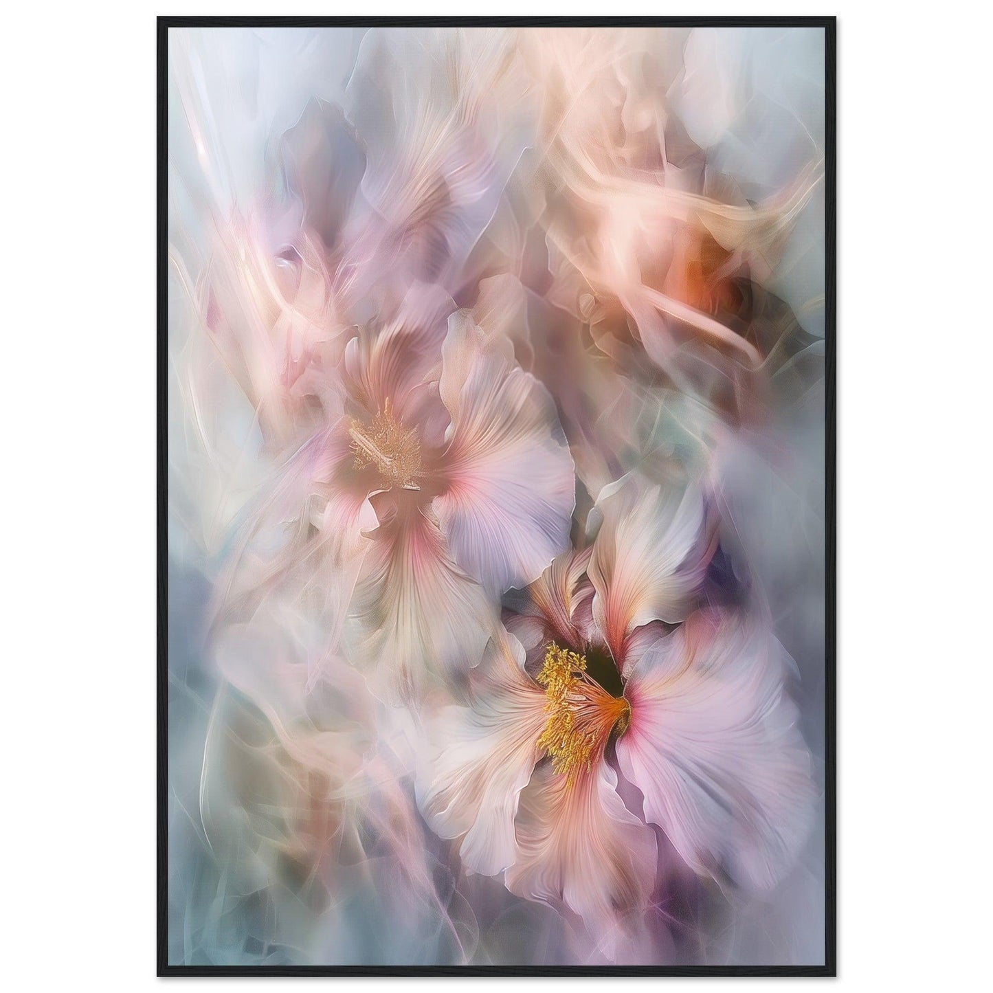 Soft Abstract Blossoms, Premium Matte Paper, Wooden Frame - EcoFrameArt