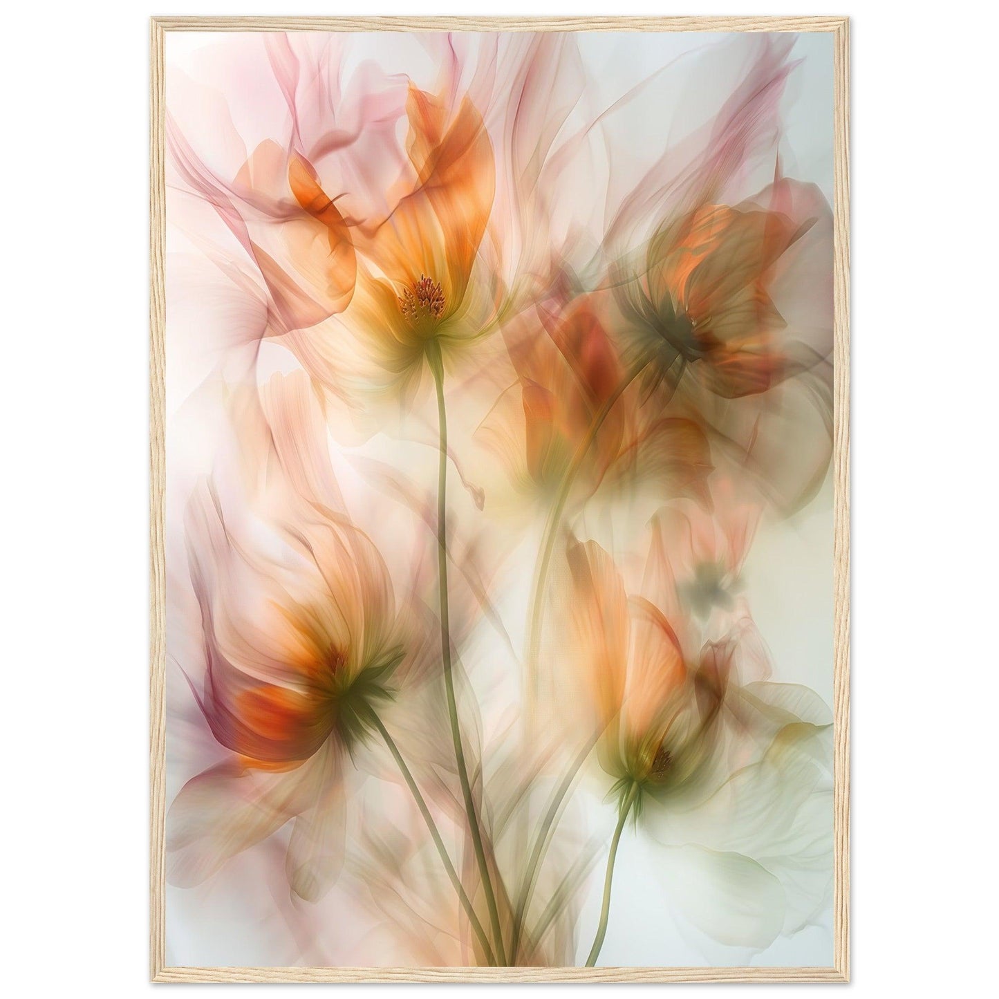 Warm Blossom Art, Premium Matte Paper, Wooden Frame - EcoFrameArt