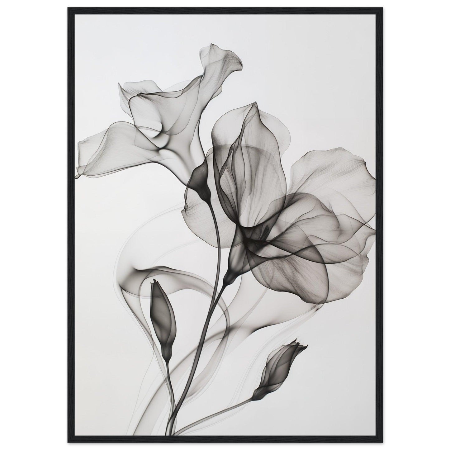 Elegant Black Smoke Flower Poster - EcoFrameArt