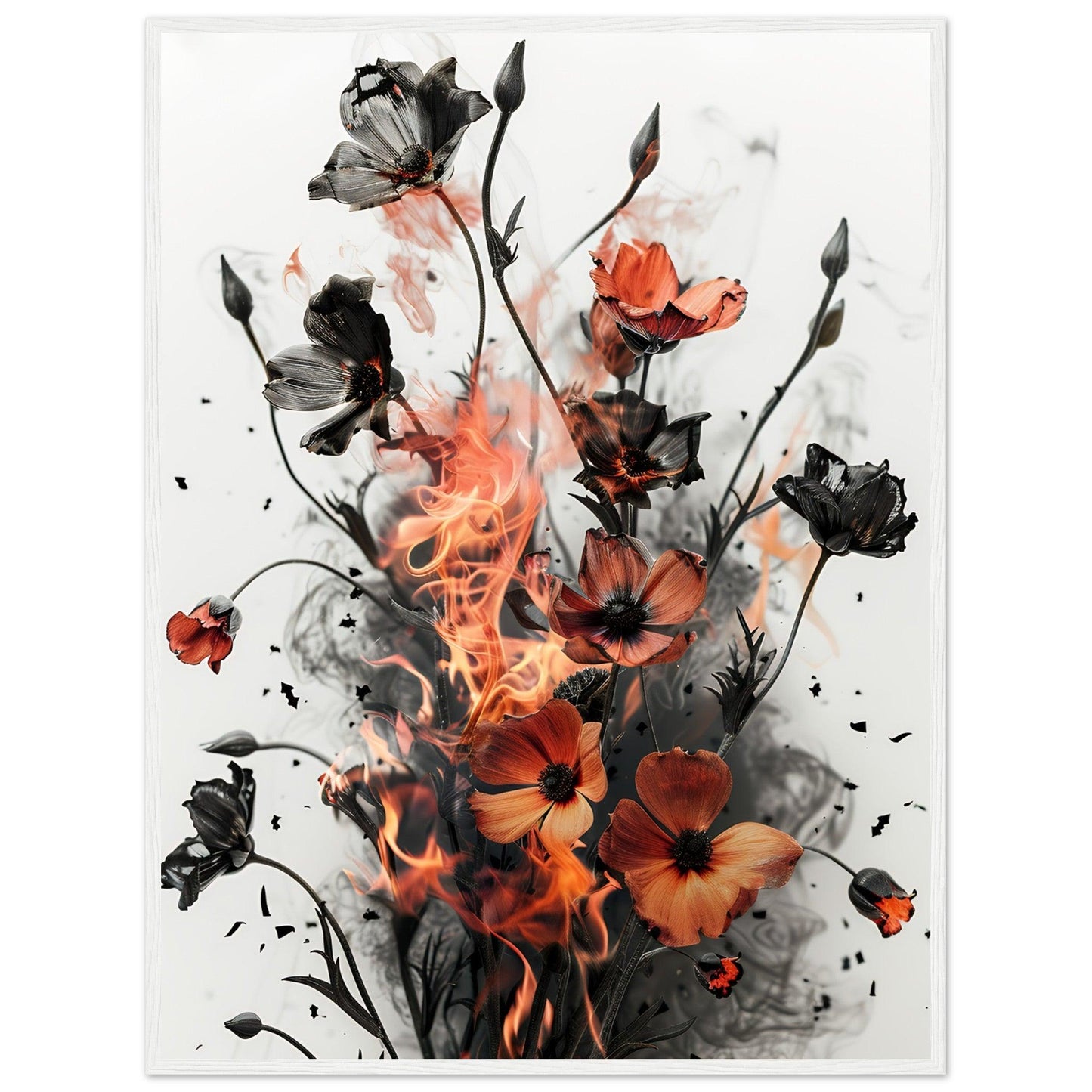 Flames & Blooms Abstract Poster - EcoFrameArt