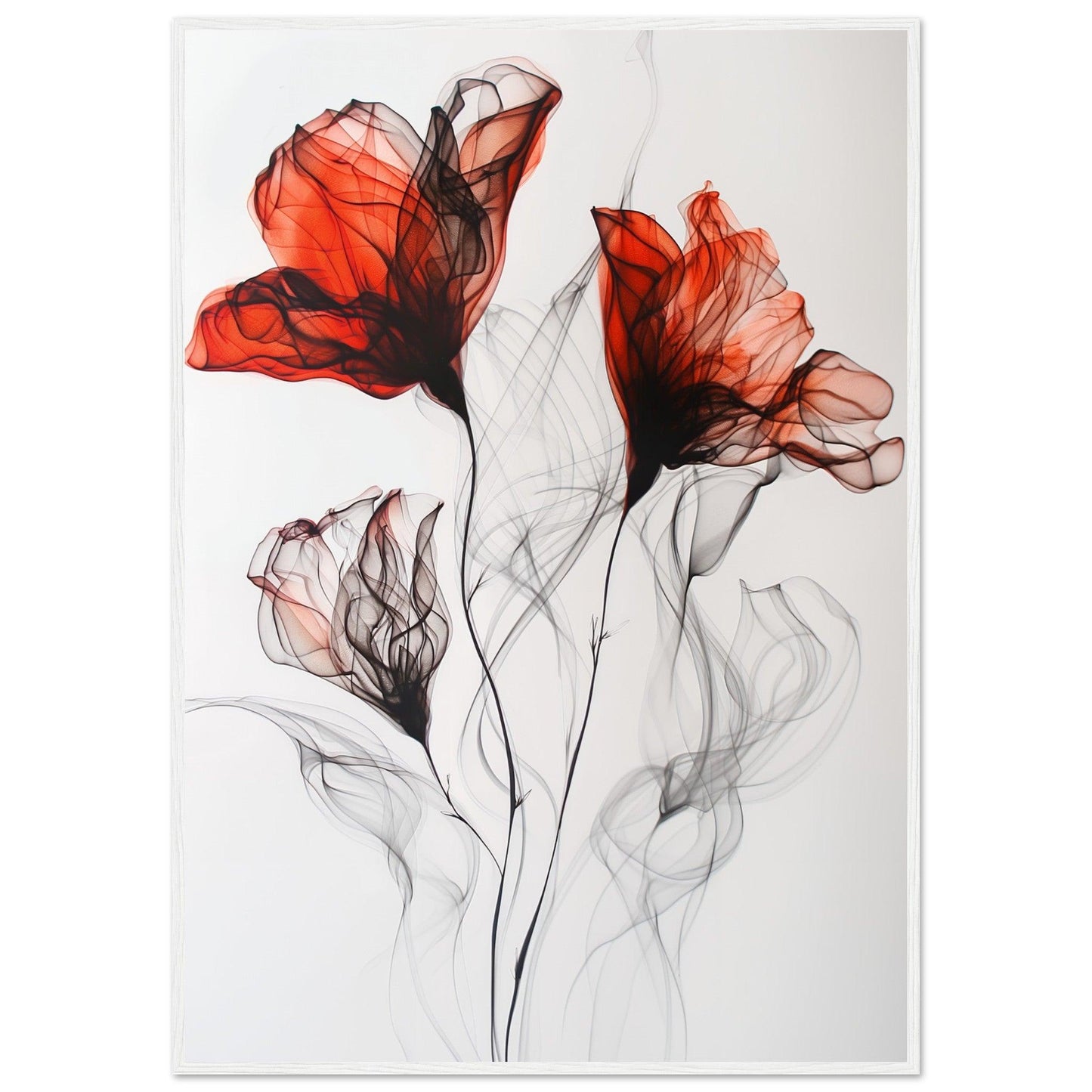 Crimson & Shadow Smoke Flower Poster - EcoFrameArt