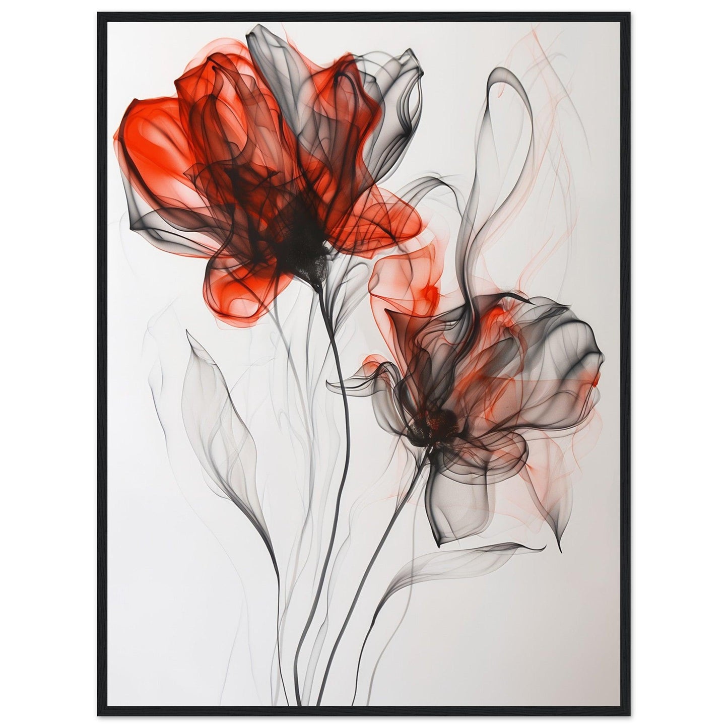 Crimson & Shadow Smoke Flower Poster - EcoFrameArt
