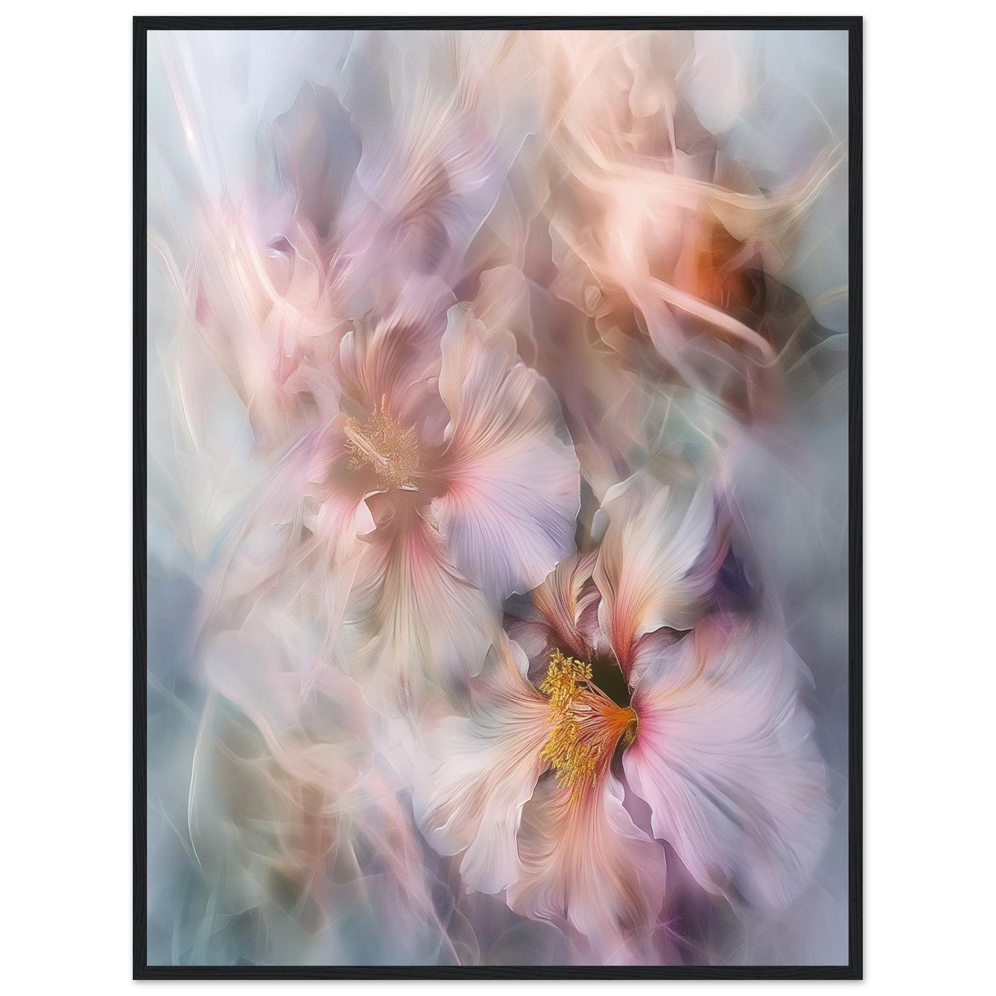 Soft Abstract Blossoms, Premium Matte Paper, Wooden Frame - EcoFrameArt