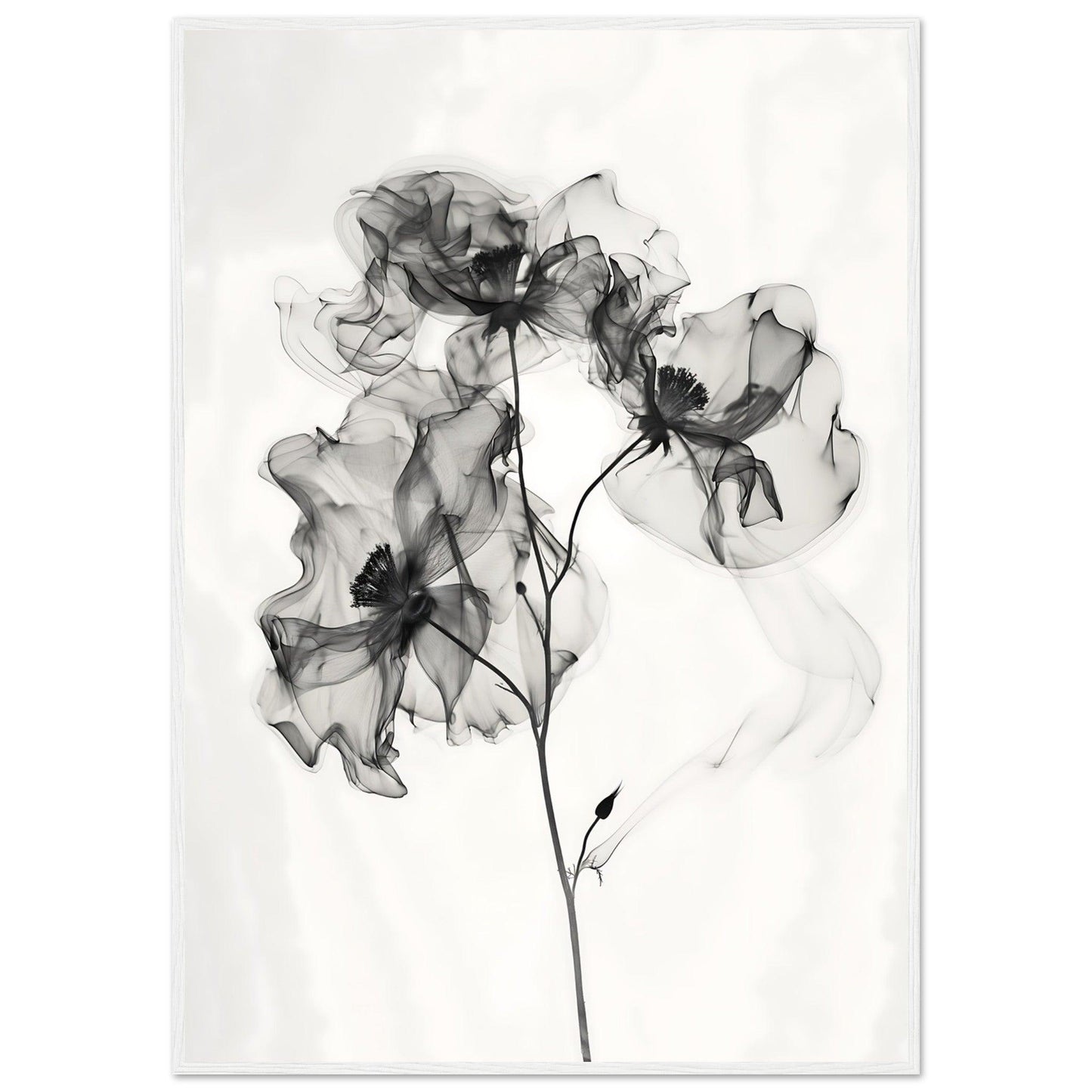 Elegant Monochrome Smoke Petals Poster - EcoFrameArt