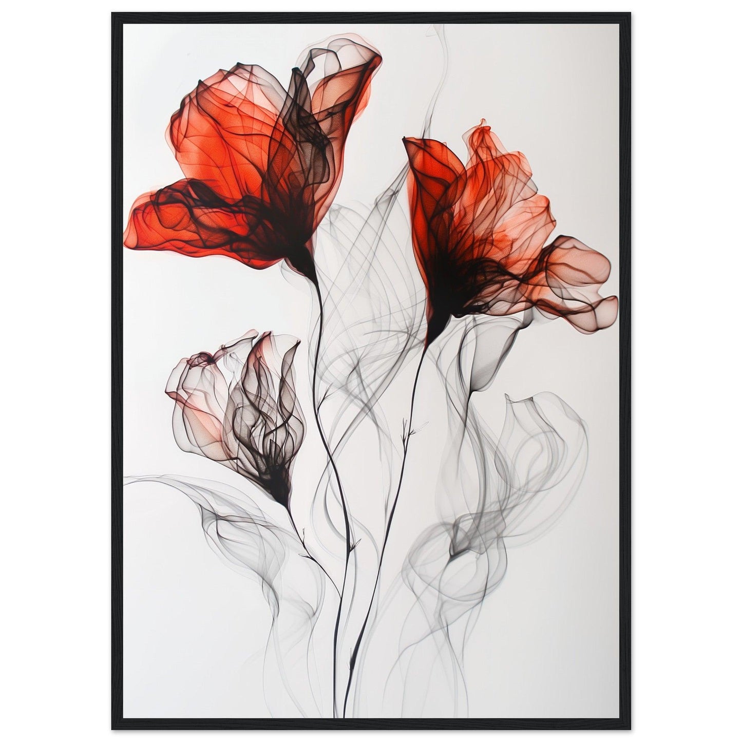 Crimson & Shadow Smoke Flower Poster - EcoFrameArt