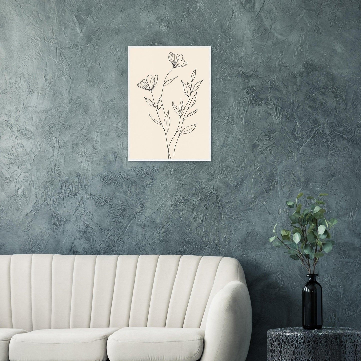Minimalist Line Art Flower Poster on Premium Matte Paper, Wooden Frame - EcoFrameArt