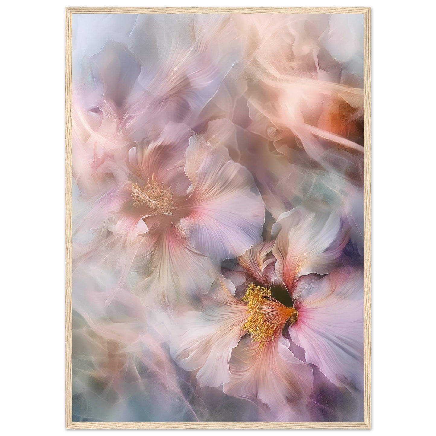 Soft Abstract Blossoms, Premium Matte Paper, Wooden Frame - EcoFrameArt