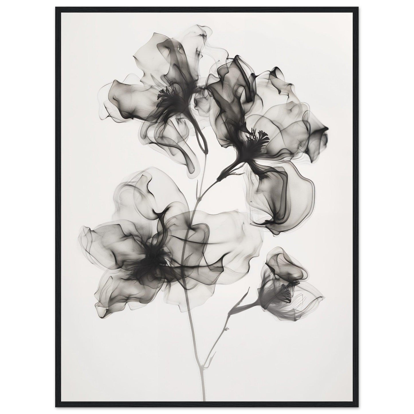 Elegant Monochrome Smoke Petals Poster - EcoFrameArt