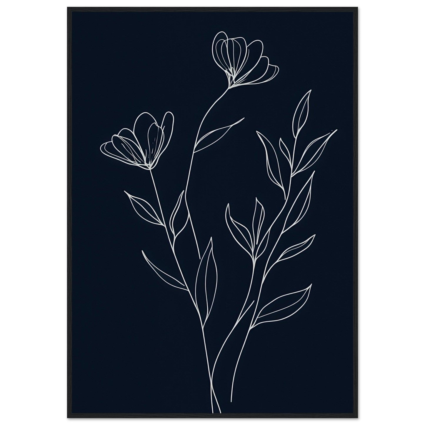 Minimalist Line Art Flower Poster on Premium Matte Paper, Wooden Frame - EcoFrameArt