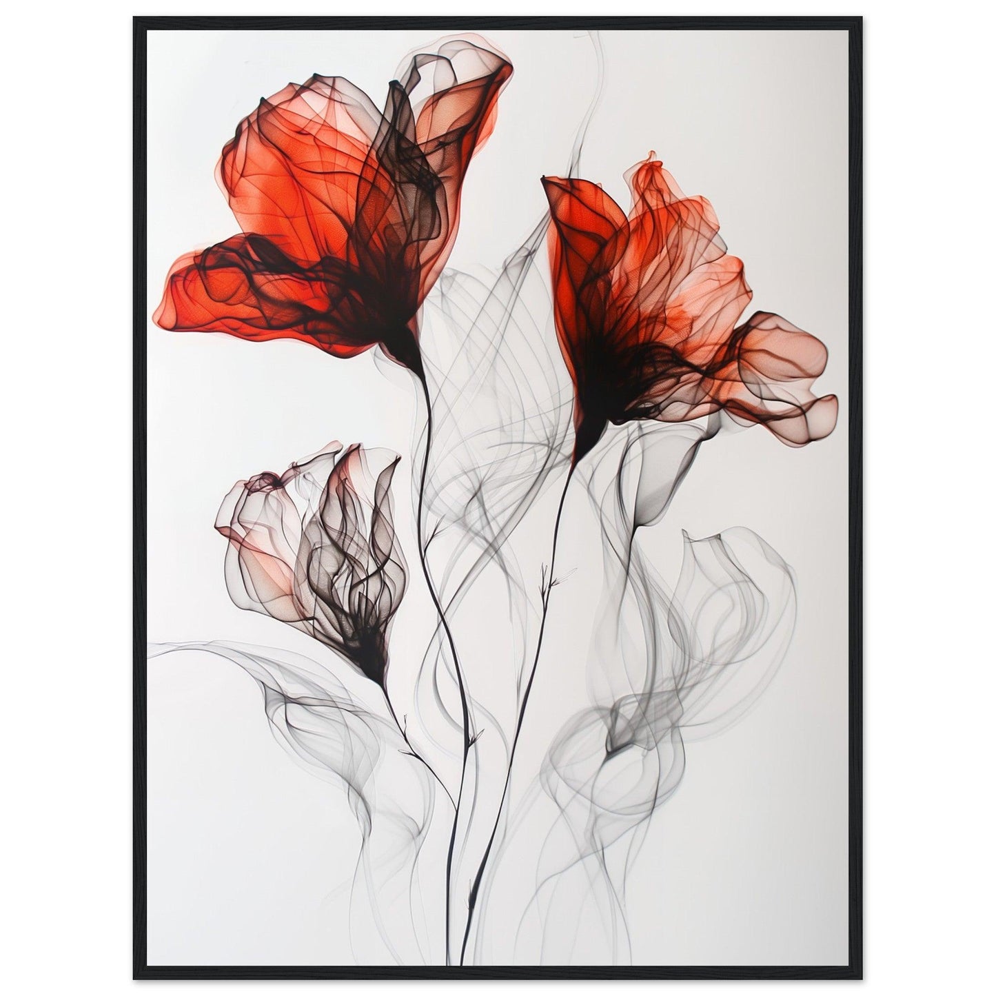 Crimson & Shadow Smoke Flower Poster - EcoFrameArt