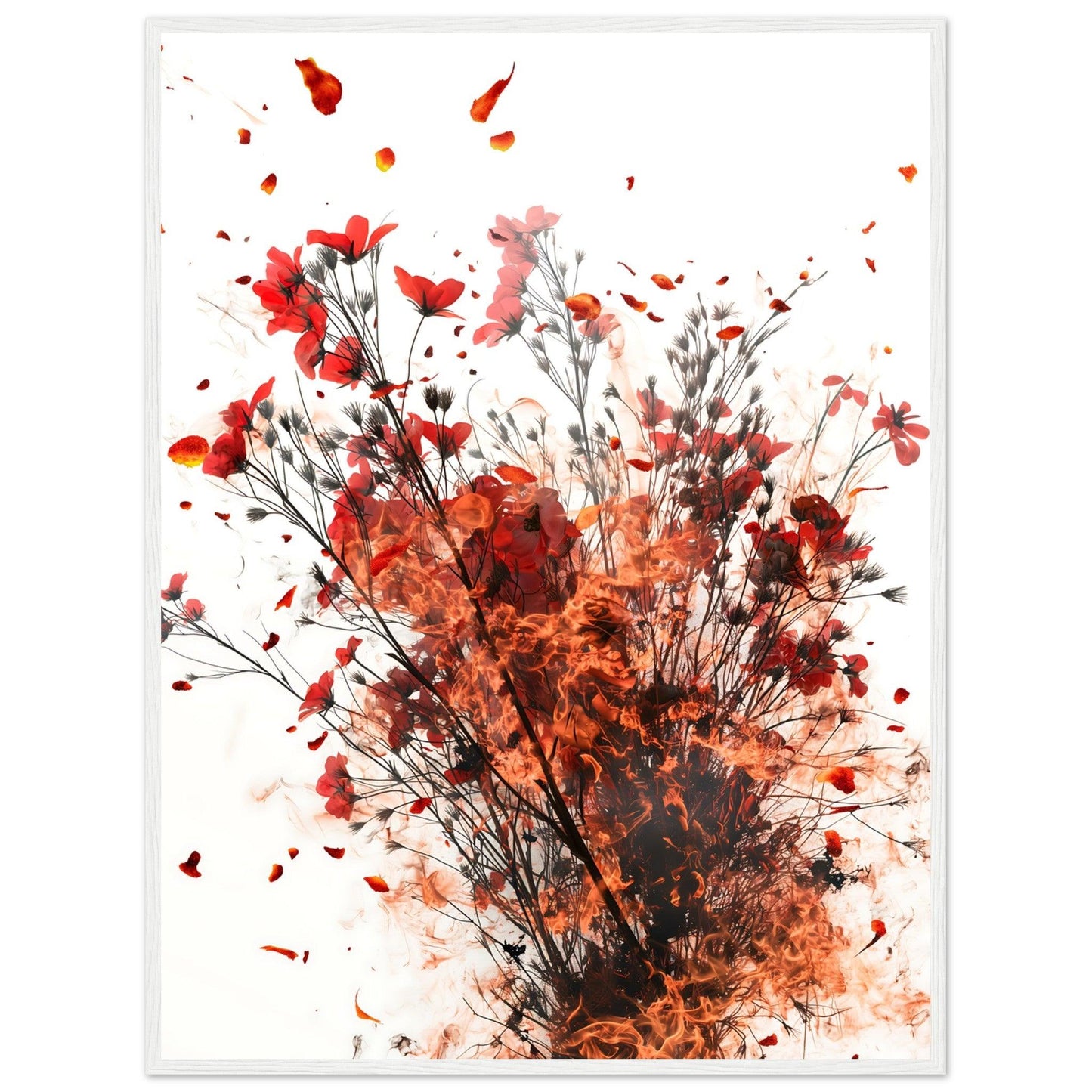 Ignite Red Smoke Flower Poster - EcoFrameArt