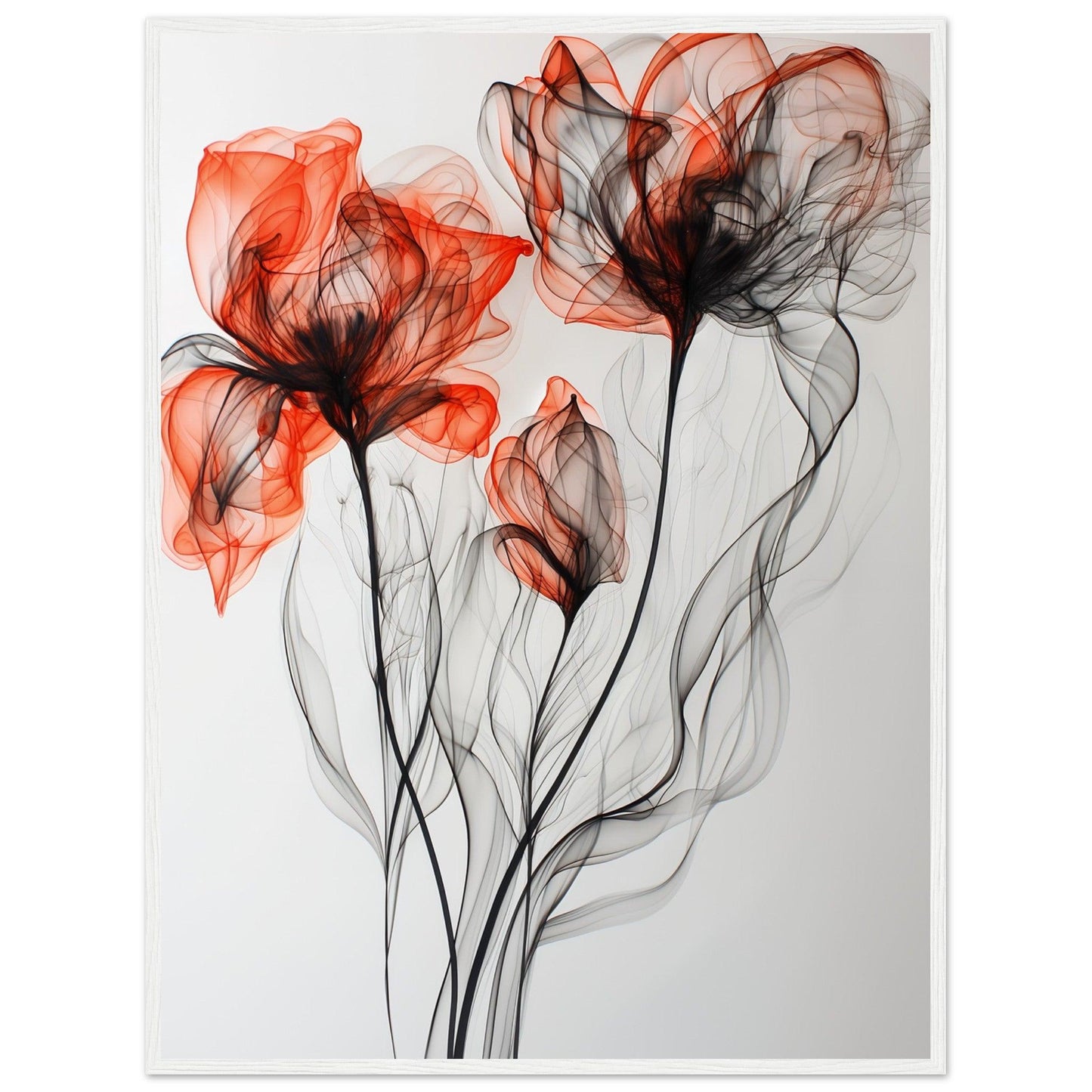 Crimson & Shadow Smoke Flower Poster - EcoFrameArt