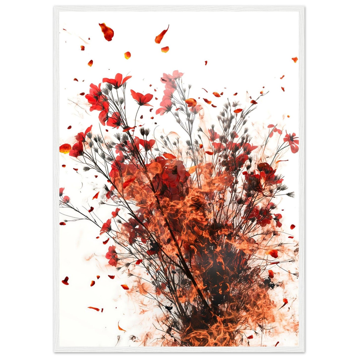 Ignite Red Smoke Flower Poster - EcoFrameArt