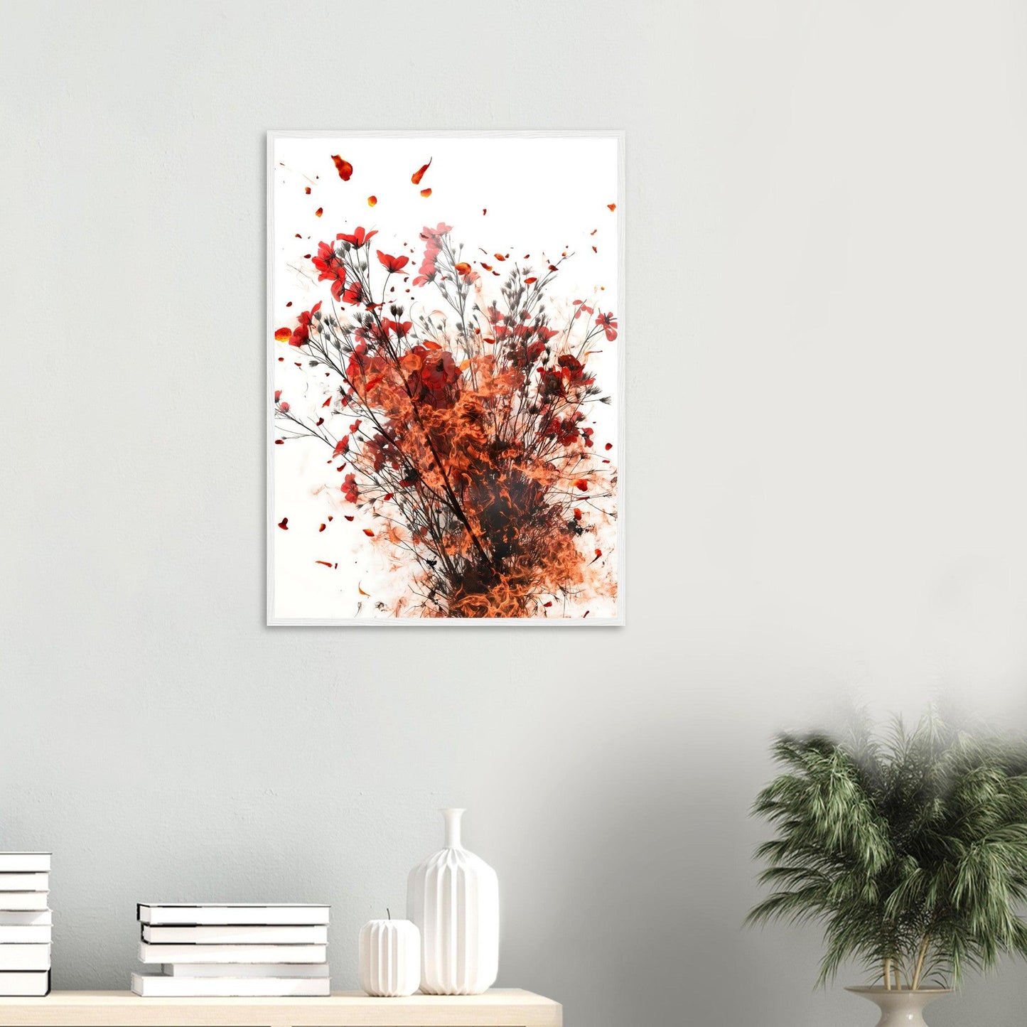 Ignite Red Smoke Flower Poster - EcoFrameArt