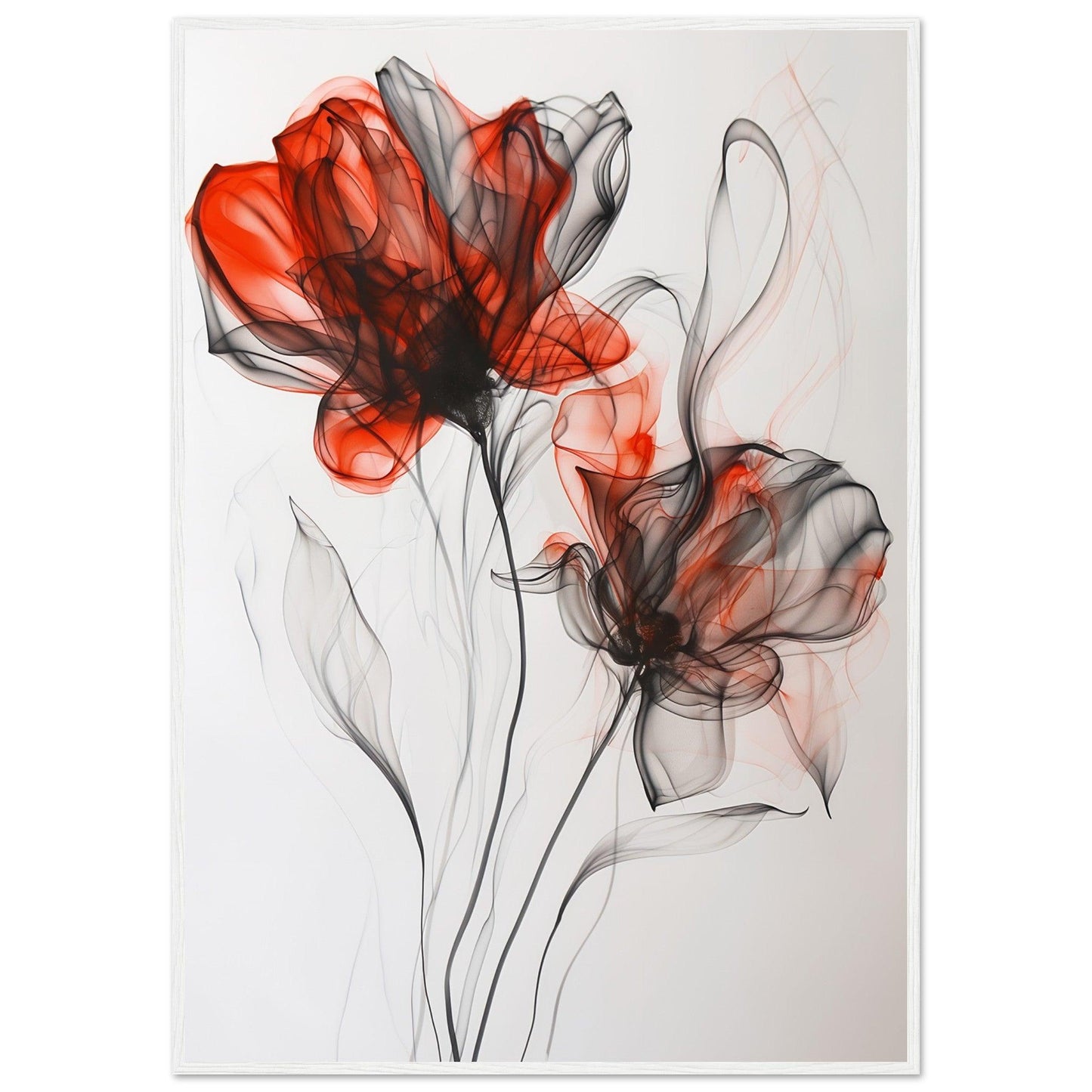 Crimson & Shadow Smoke Flower Poster - EcoFrameArt