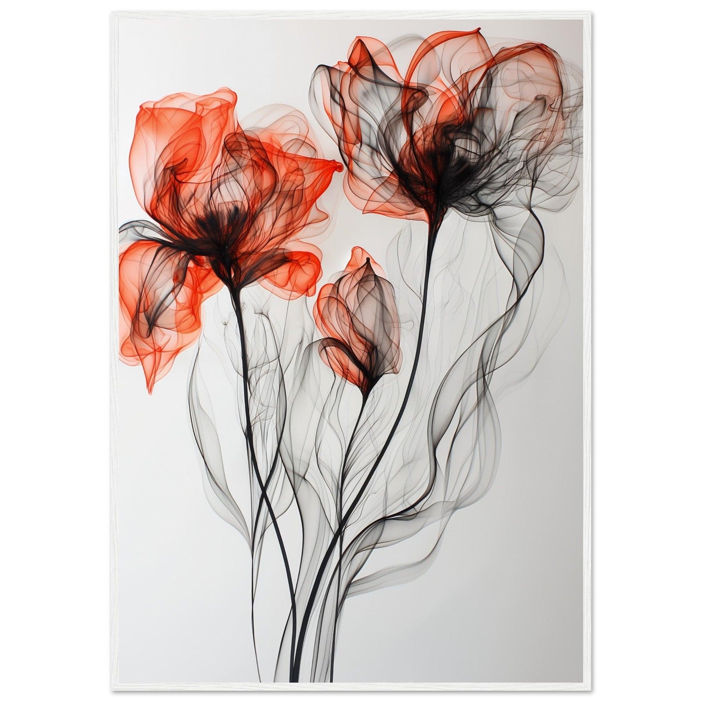 Crimson & Shadow Smoke Flower Poster - EcoFrameArt