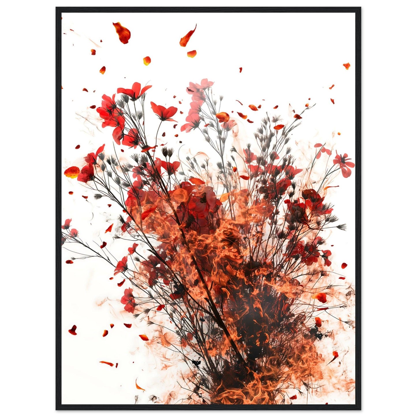 Ignite Red Smoke Flower Poster - EcoFrameArt