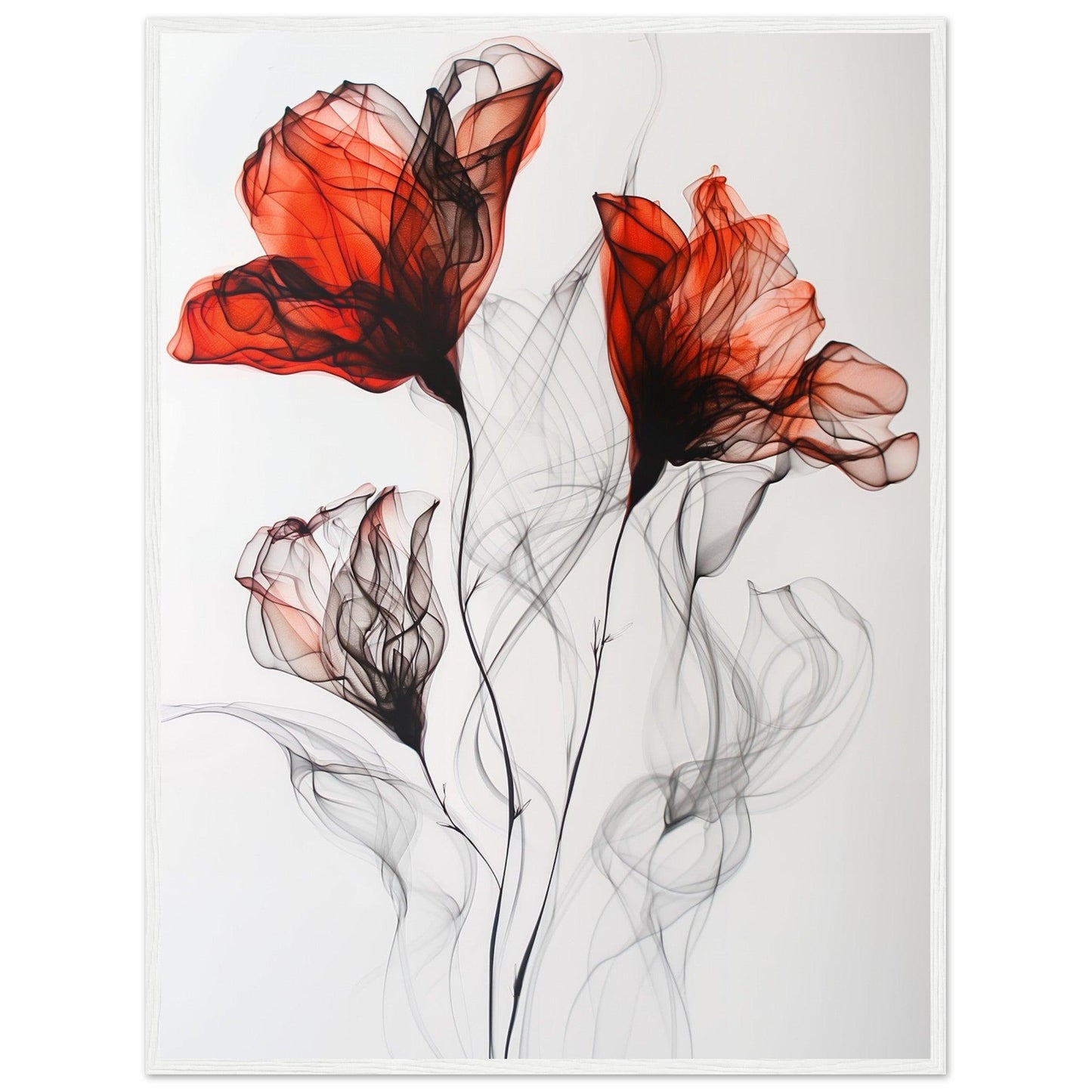 Crimson & Shadow Smoke Flower Poster - EcoFrameArt