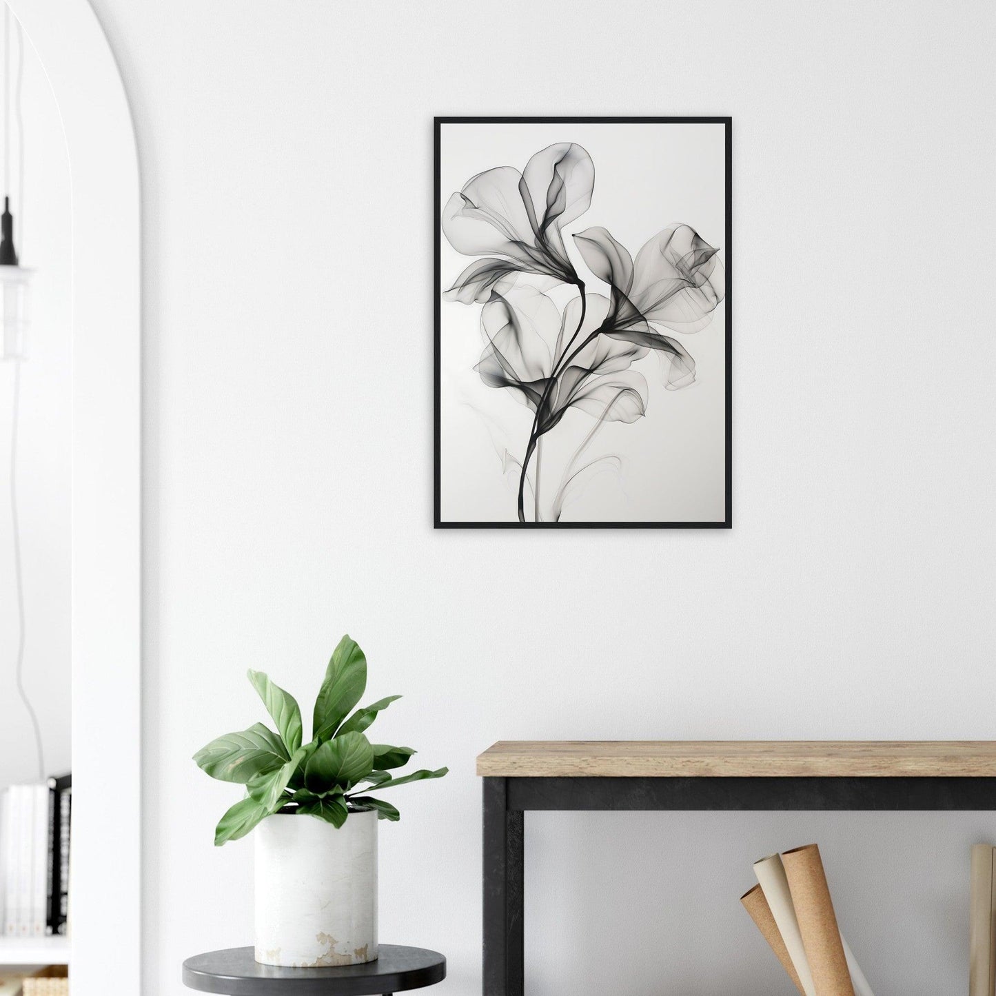 Elegant Black Smoke Flower Poster - EcoFrameArt