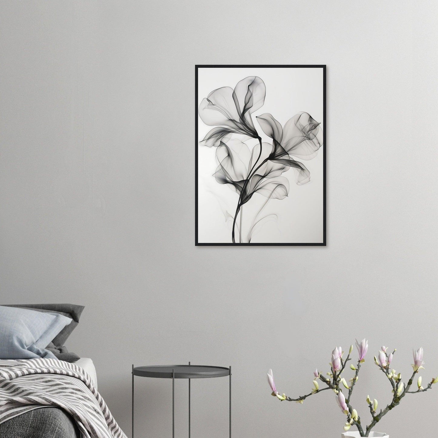Elegant Black Smoke Flower Poster - EcoFrameArt
