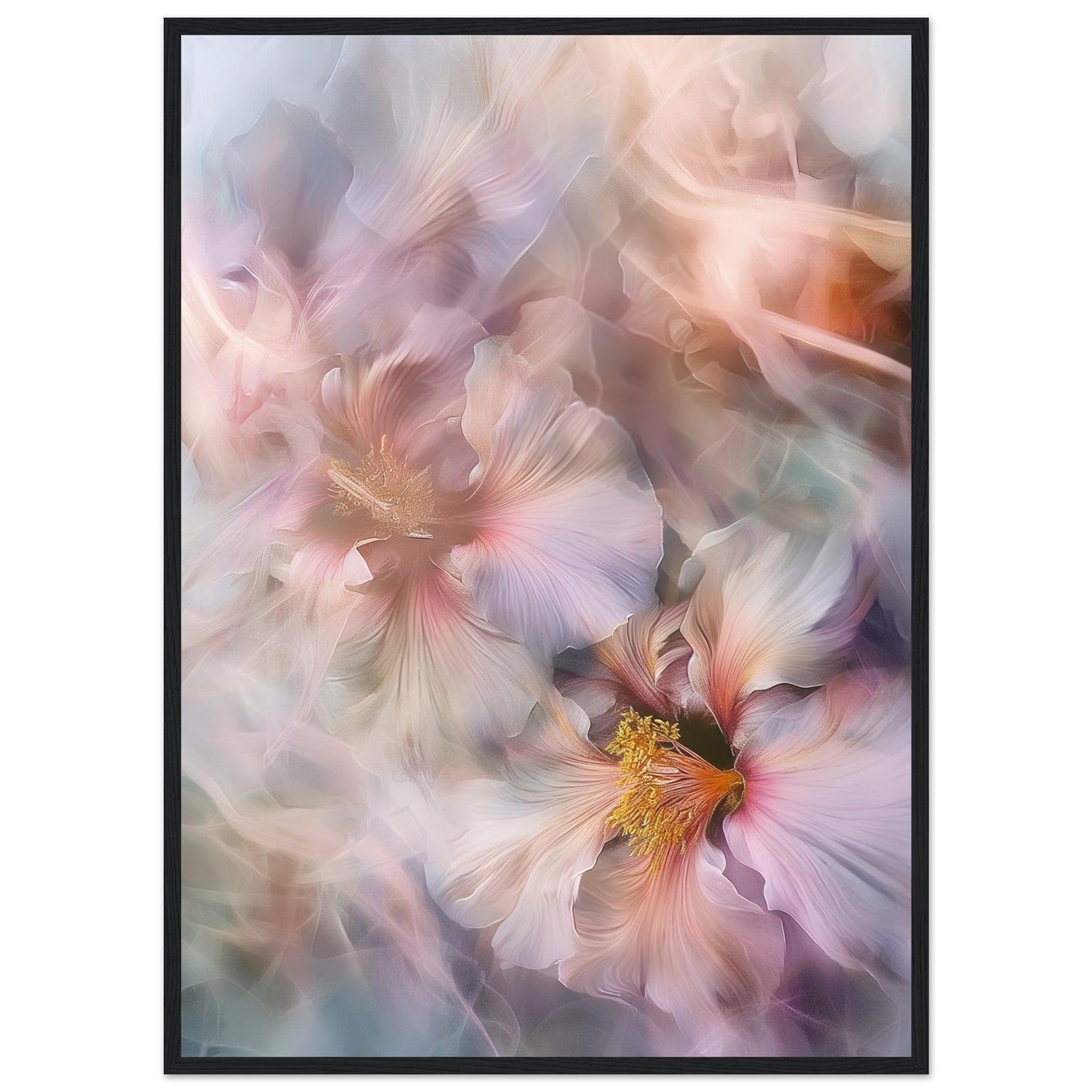 Soft Abstract Blossoms, Premium Matte Paper, Wooden Frame - EcoFrameArt