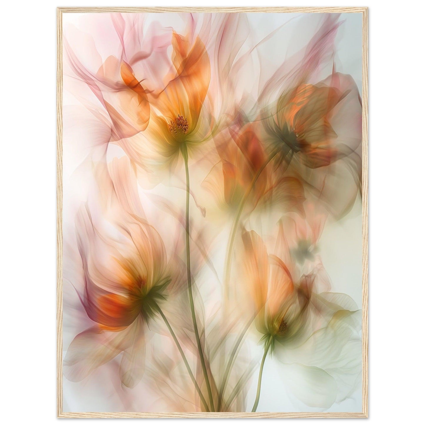 Warm Blossom Art, Premium Matte Paper, Wooden Frame - EcoFrameArt