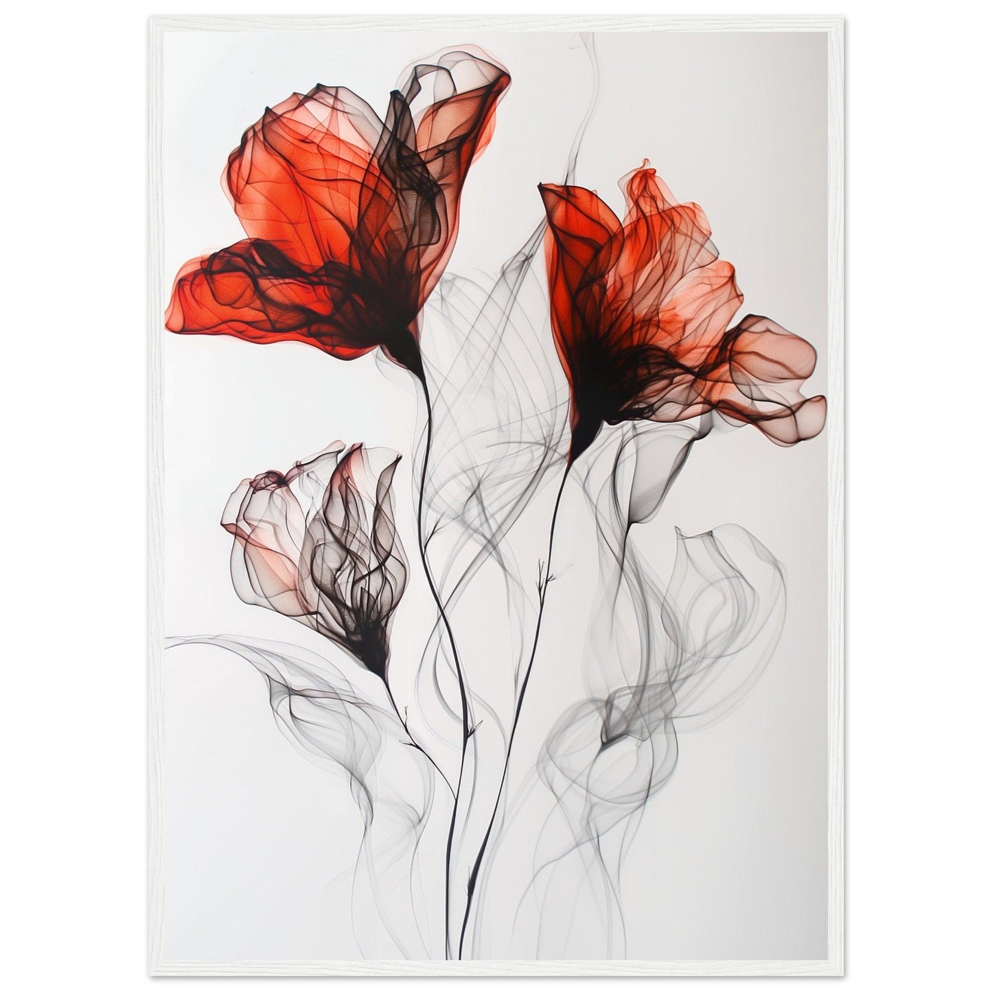 Crimson & Shadow Smoke Flower Poster - EcoFrameArt