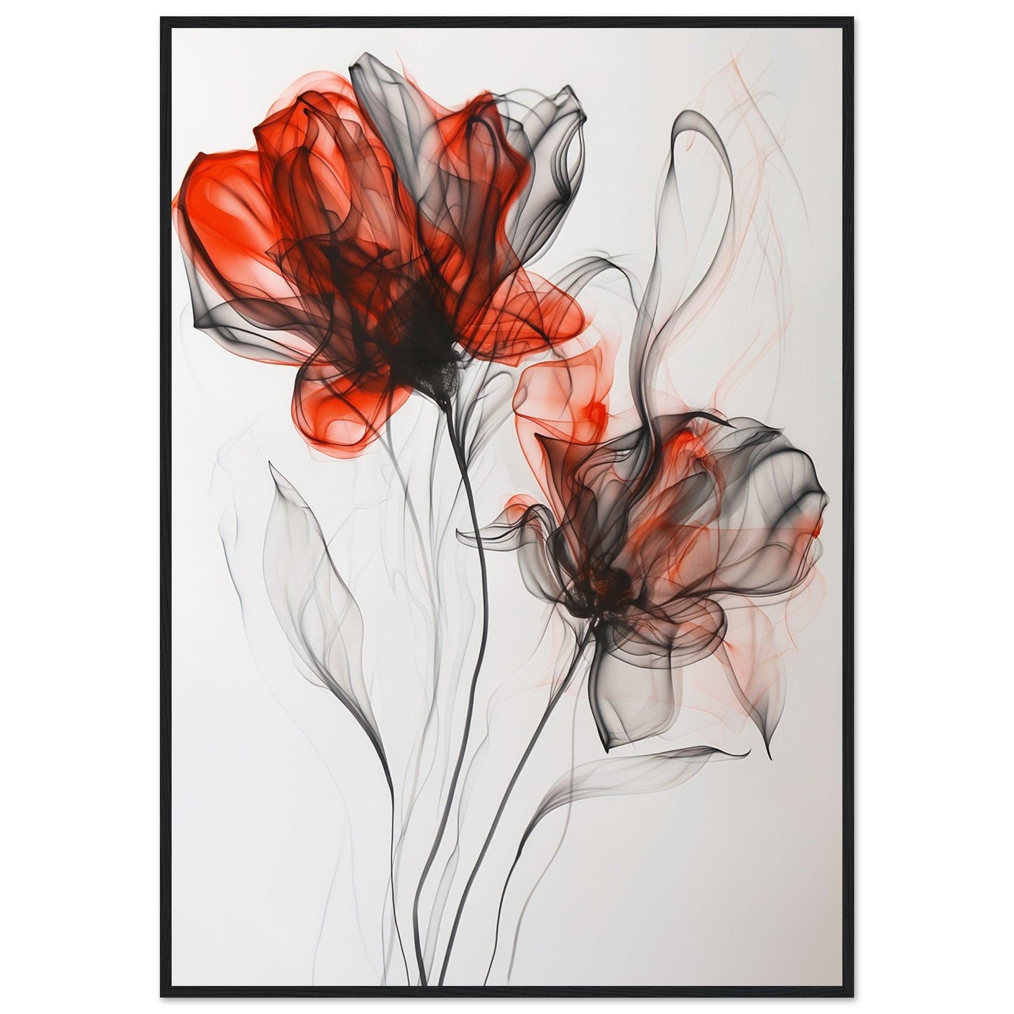 Crimson & Shadow Smoke Flower Poster - EcoFrameArt