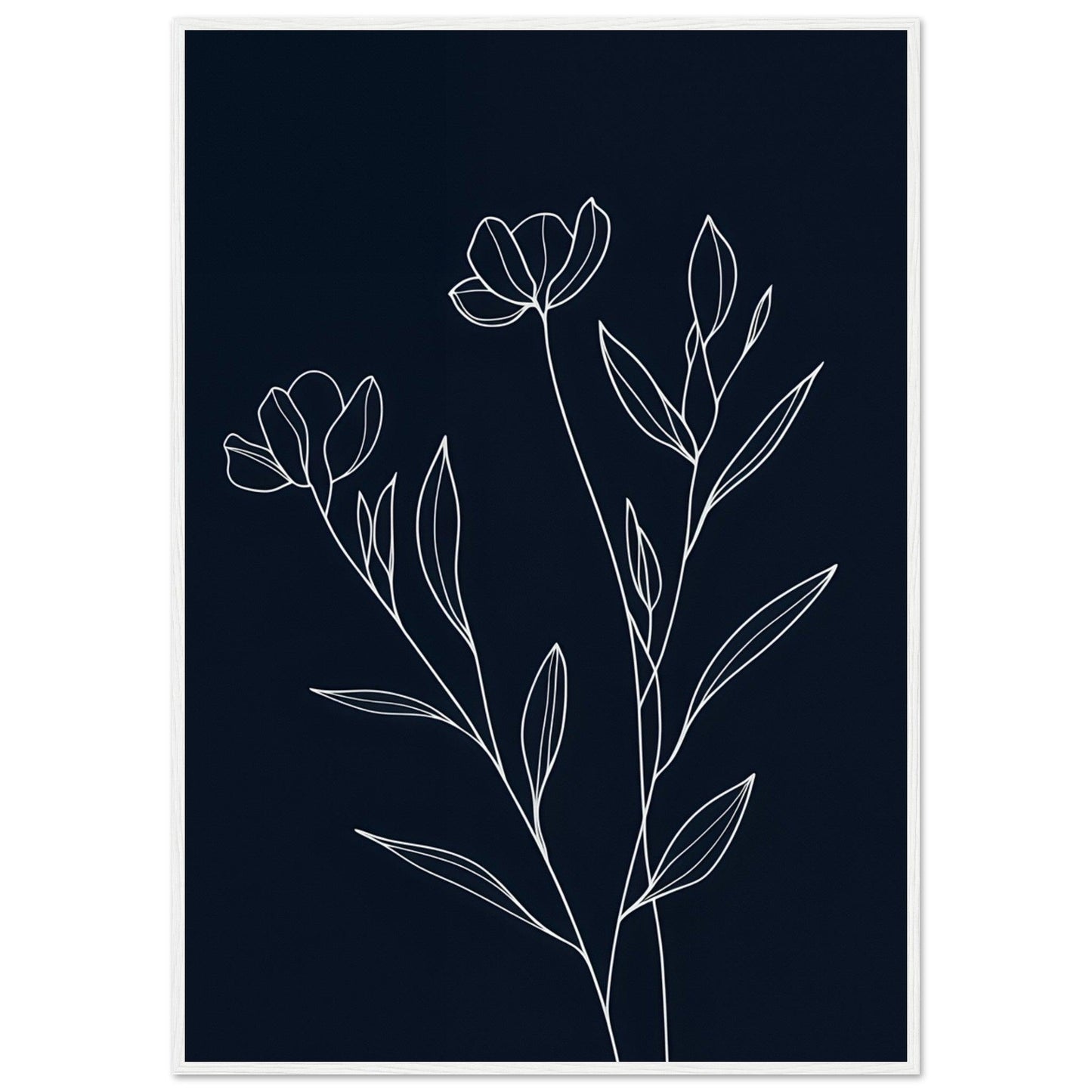 Minimalist Line Art Flower Poster on Premium Matte Paper, Wooden Frame - EcoFrameArt