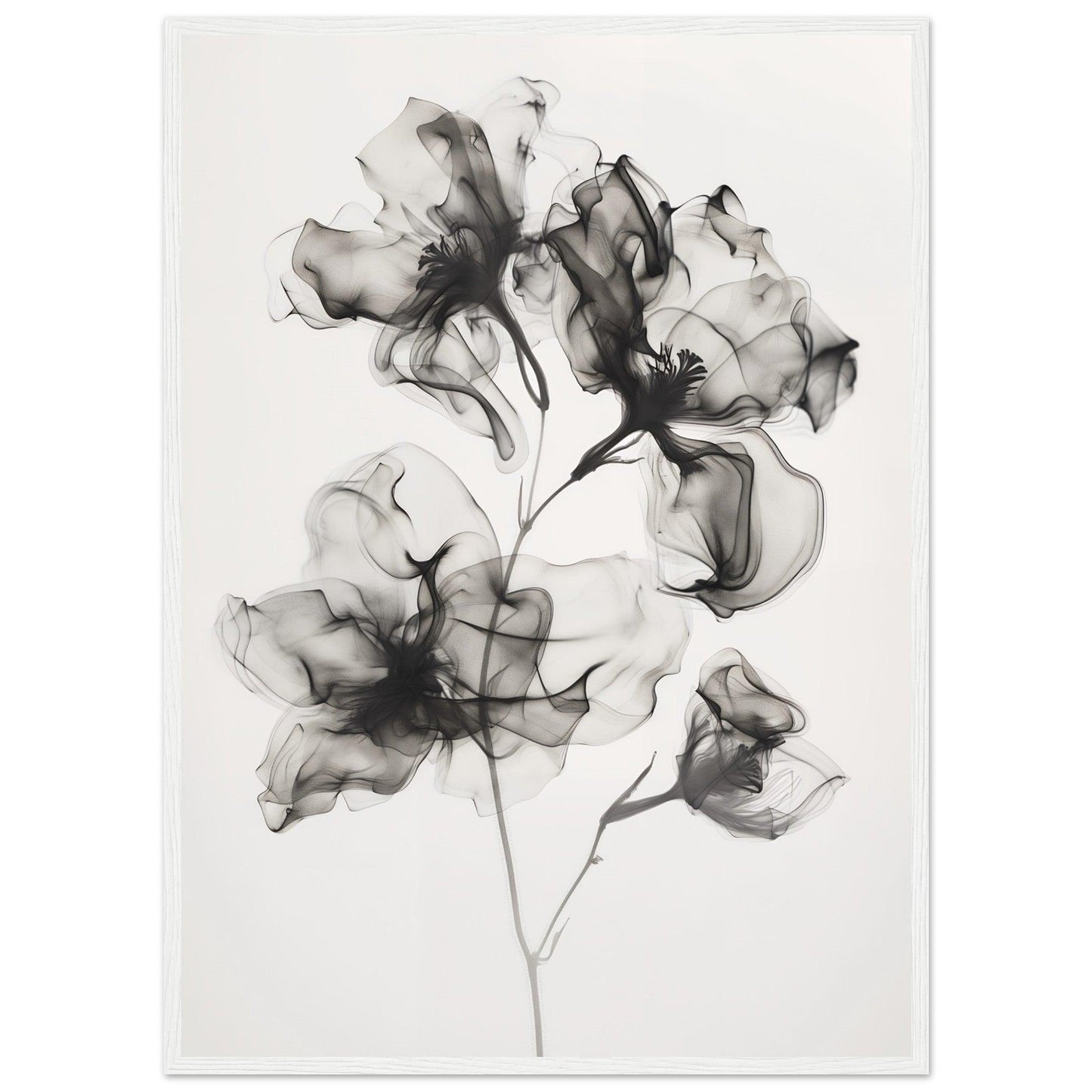 Elegant Monochrome Smoke Petals Poster - EcoFrameArt