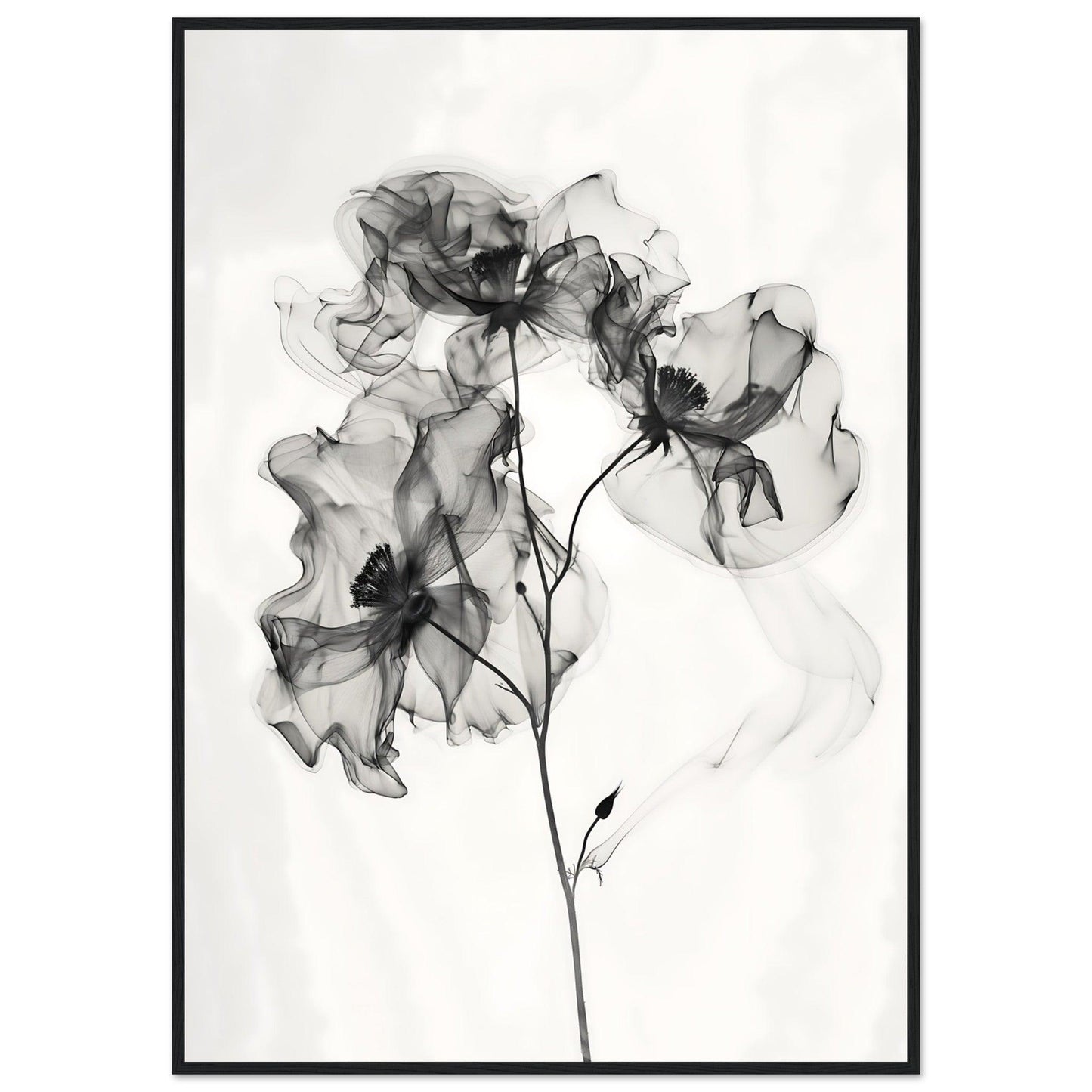 Elegant Monochrome Smoke Petals Poster - EcoFrameArt