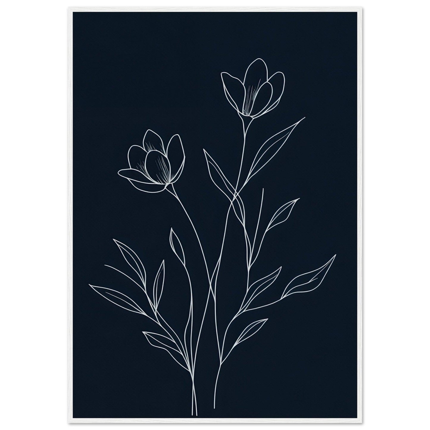 Minimalist Line Art Flower Poster on Premium Matte Paper, Wooden Frame - EcoFrameArt