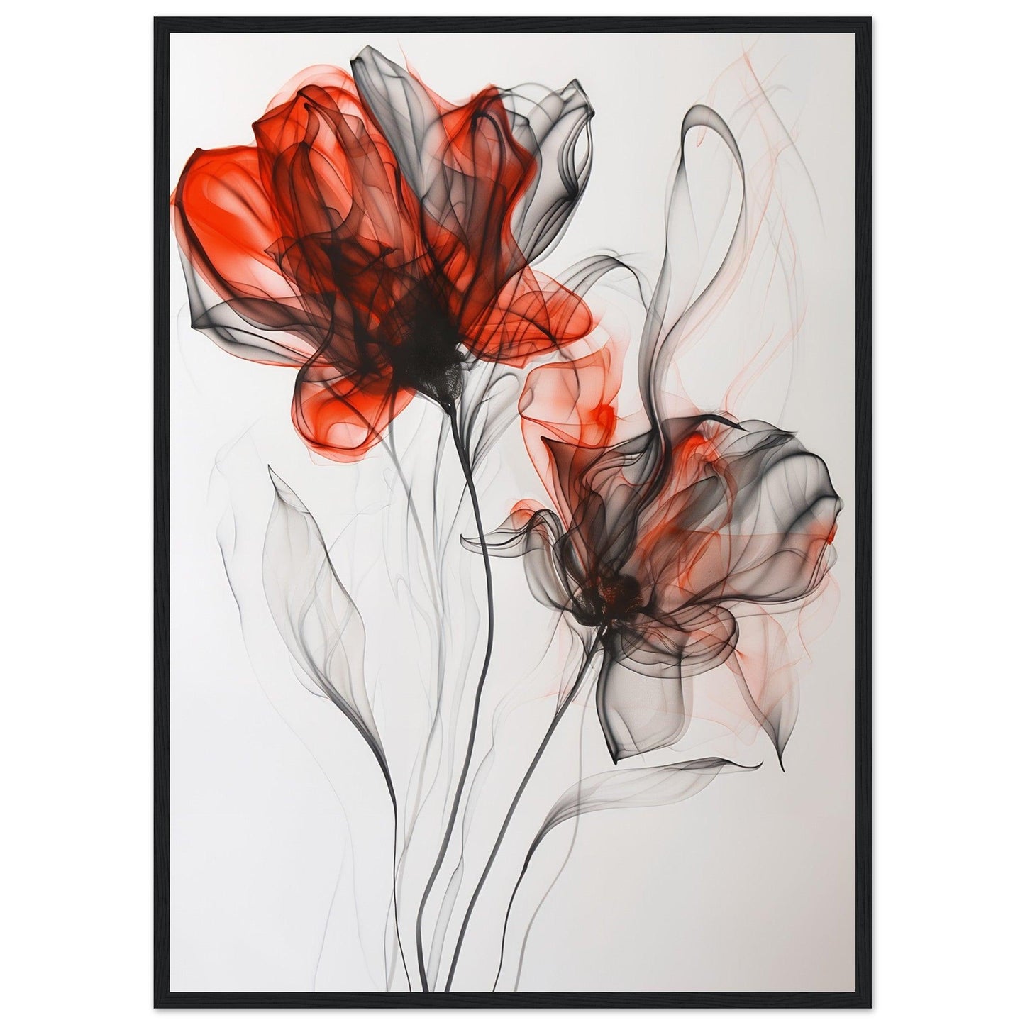 Crimson & Shadow Smoke Flower Poster - EcoFrameArt