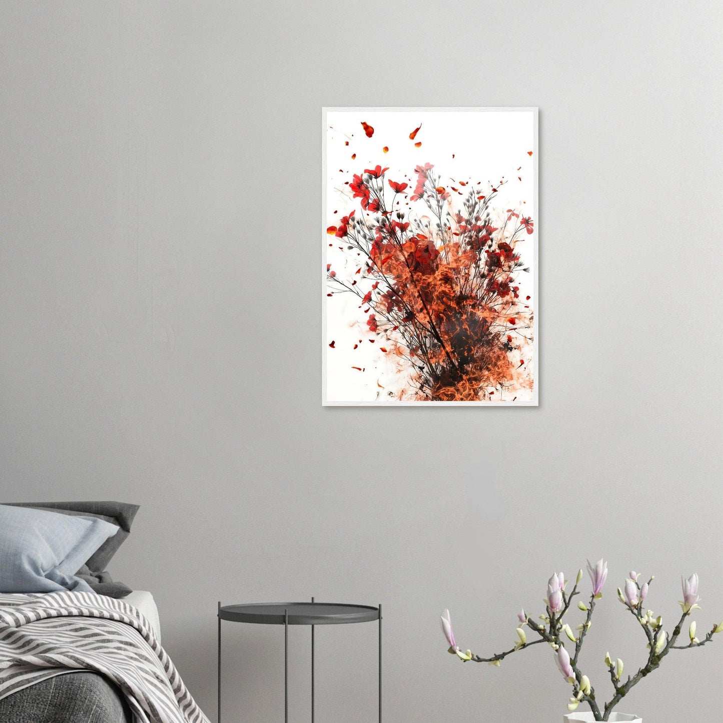 Ignite Red Smoke Flower Poster - EcoFrameArt