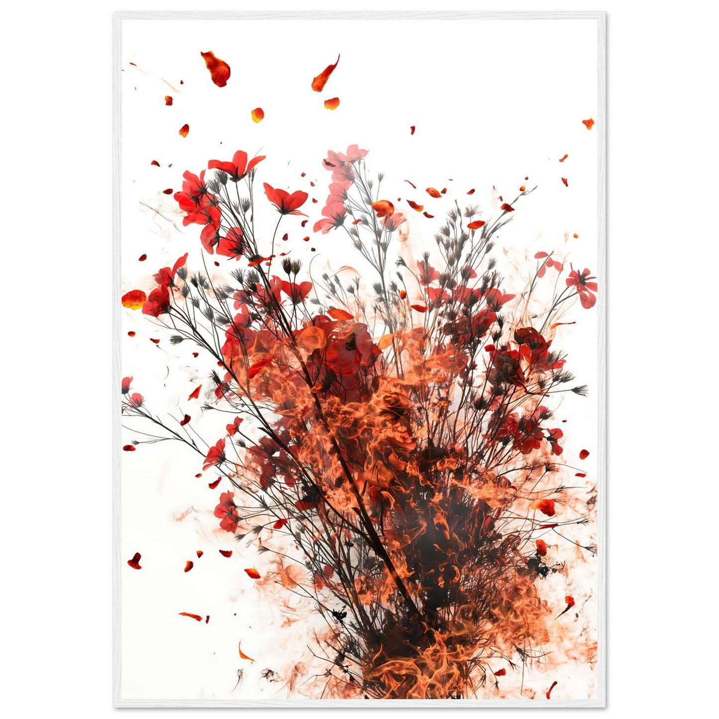 Ignite Red Smoke Flower Poster - EcoFrameArt