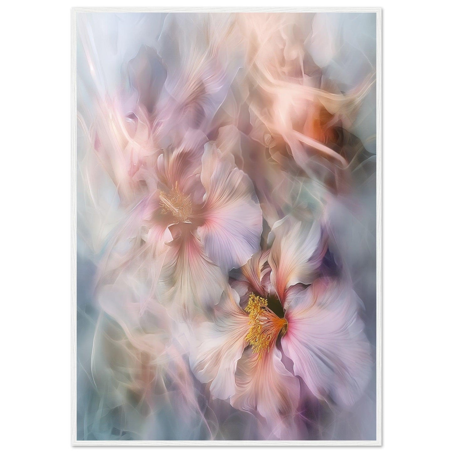 Soft Abstract Blossoms, Premium Matte Paper, Wooden Frame - EcoFrameArt