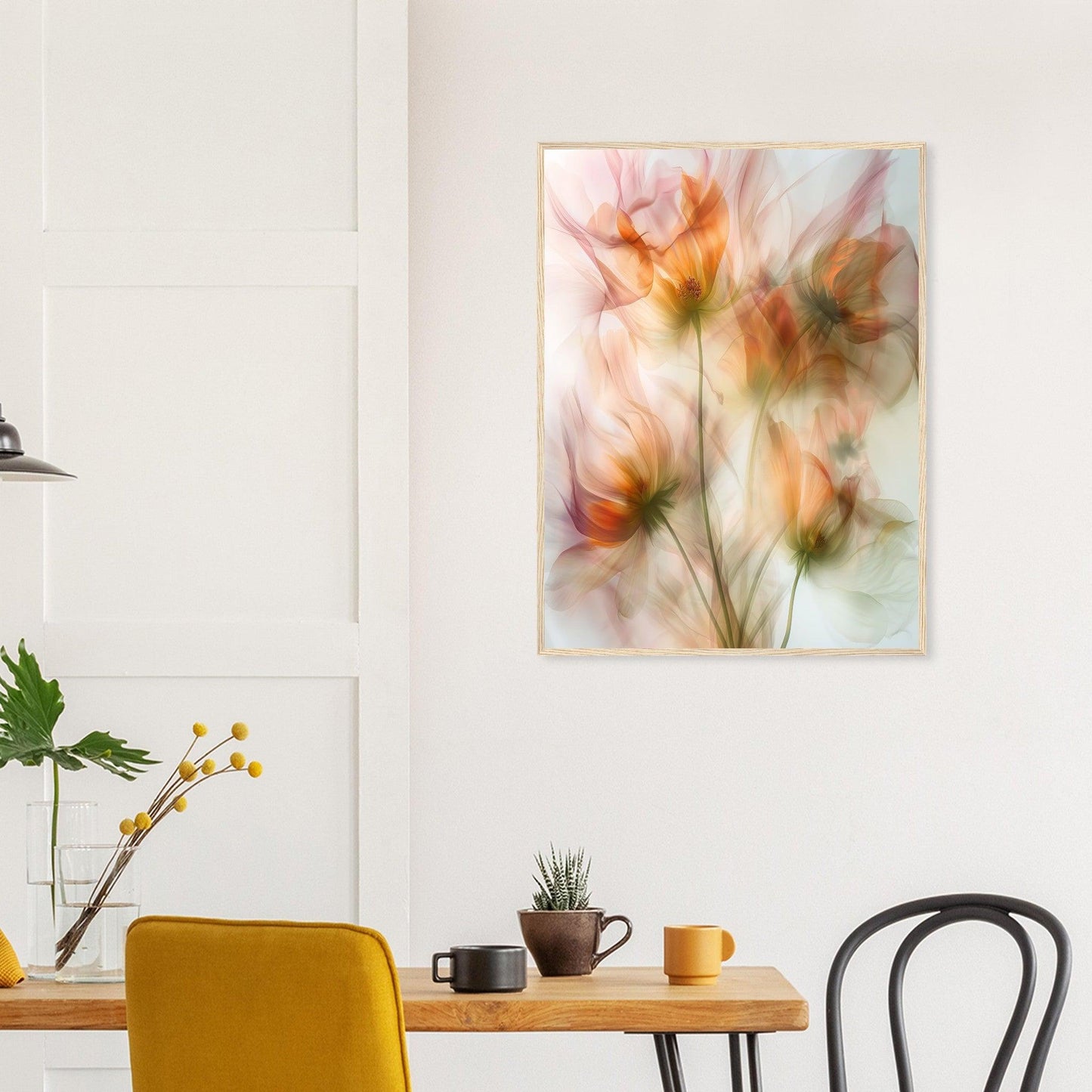 Warm Blossom Art, Premium Matte Paper, Wooden Frame - EcoFrameArt
