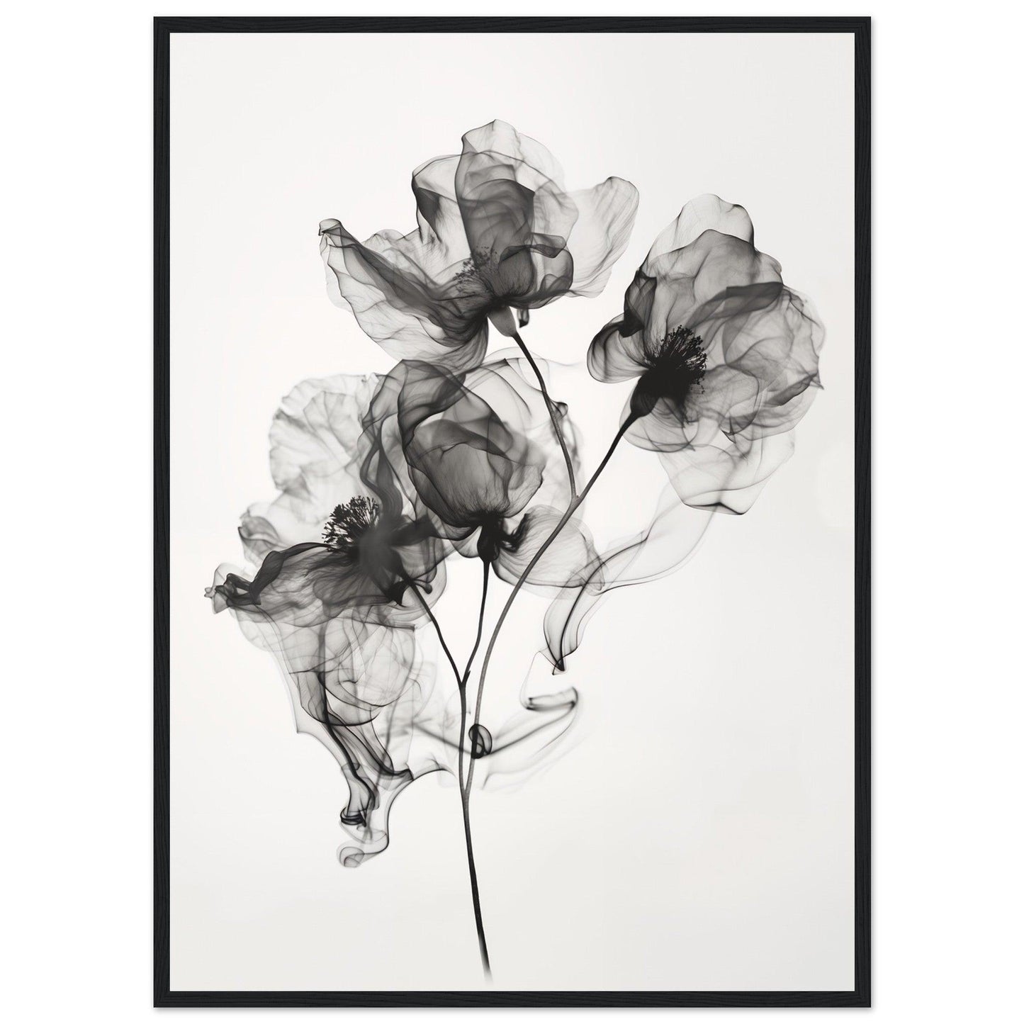 Elegant Monochrome Smoke Petals Poster - EcoFrameArt