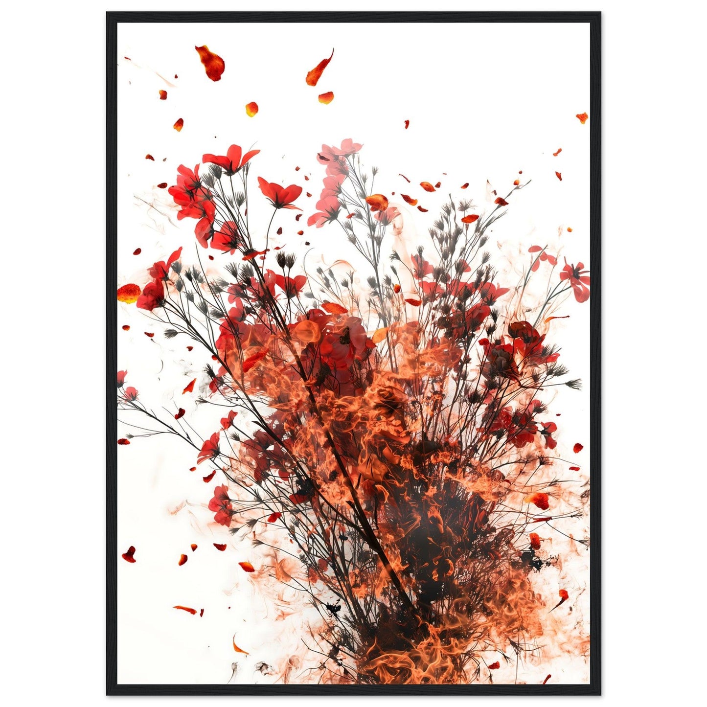 Ignite Red Smoke Flower Poster - EcoFrameArt